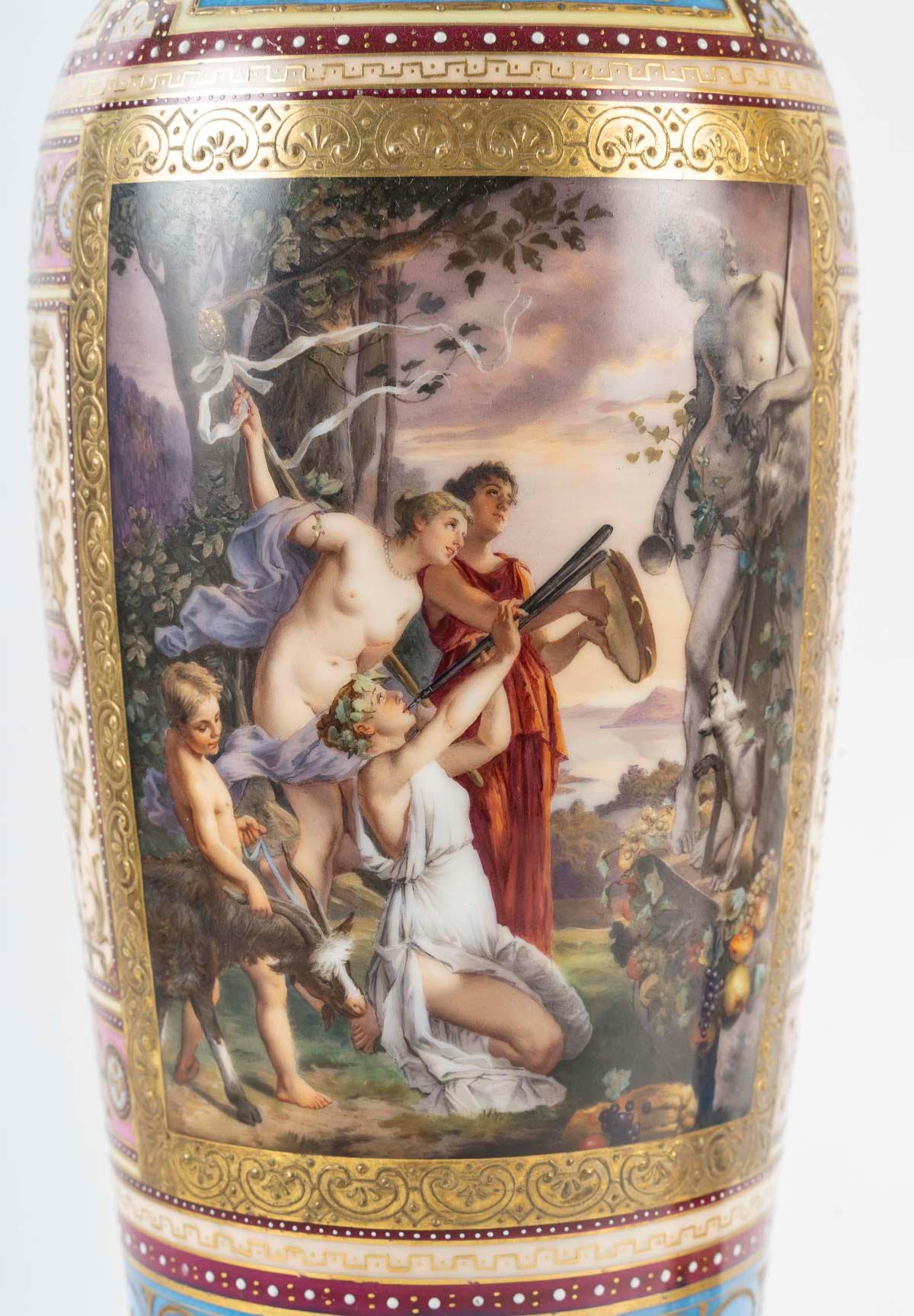 An important pair of Vienna porcelain and gilt bronze candelabras, 19th century.

A pair of 19th-century candelabras, Napoleon III period, made of Vienna porcelain and gilt bronze.
H: 59 cm, W: 30 cm, D: 30 cm