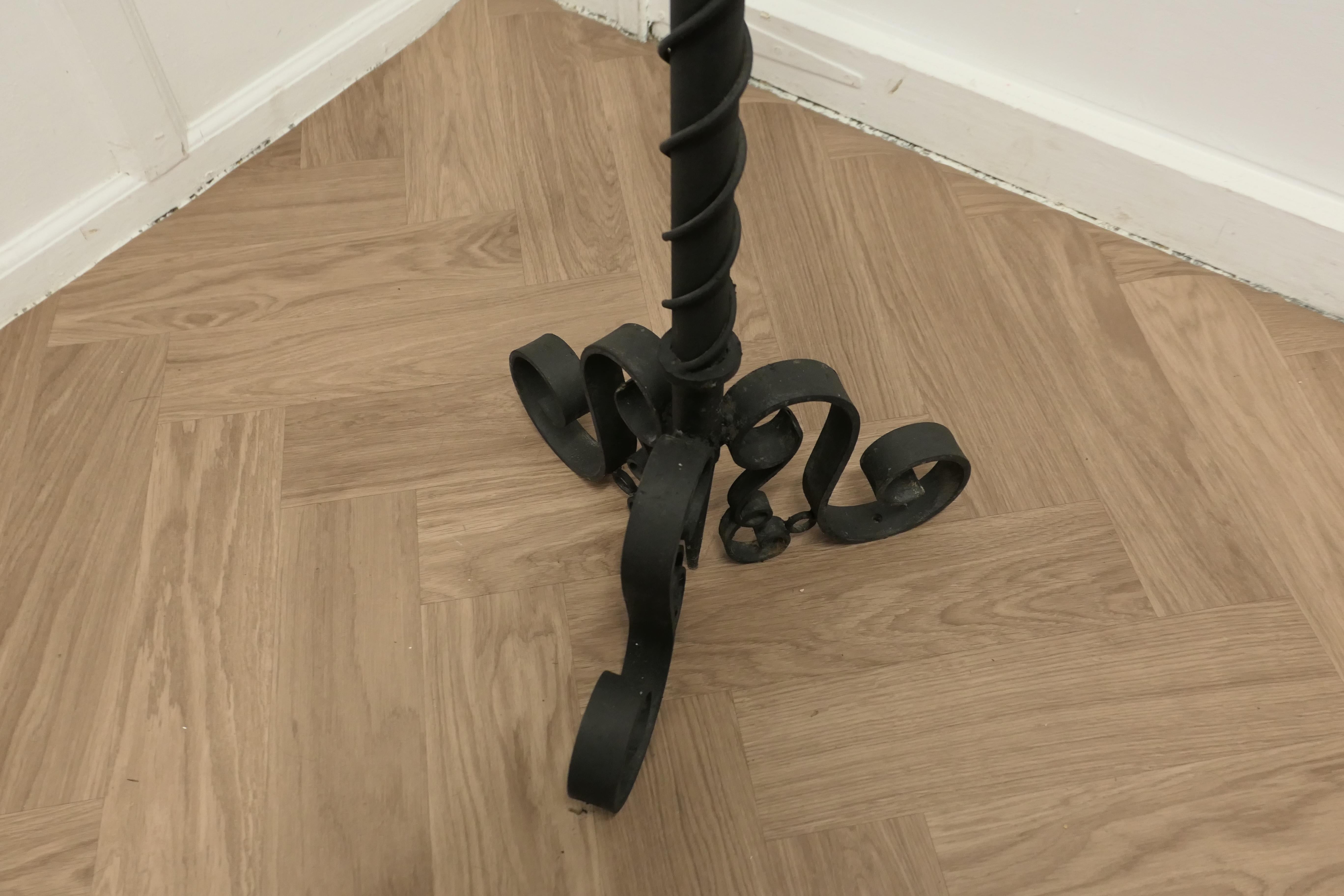 Ferro A Large Pair of Wrought Iron Candle Sticks or Torchère  b in vendita
