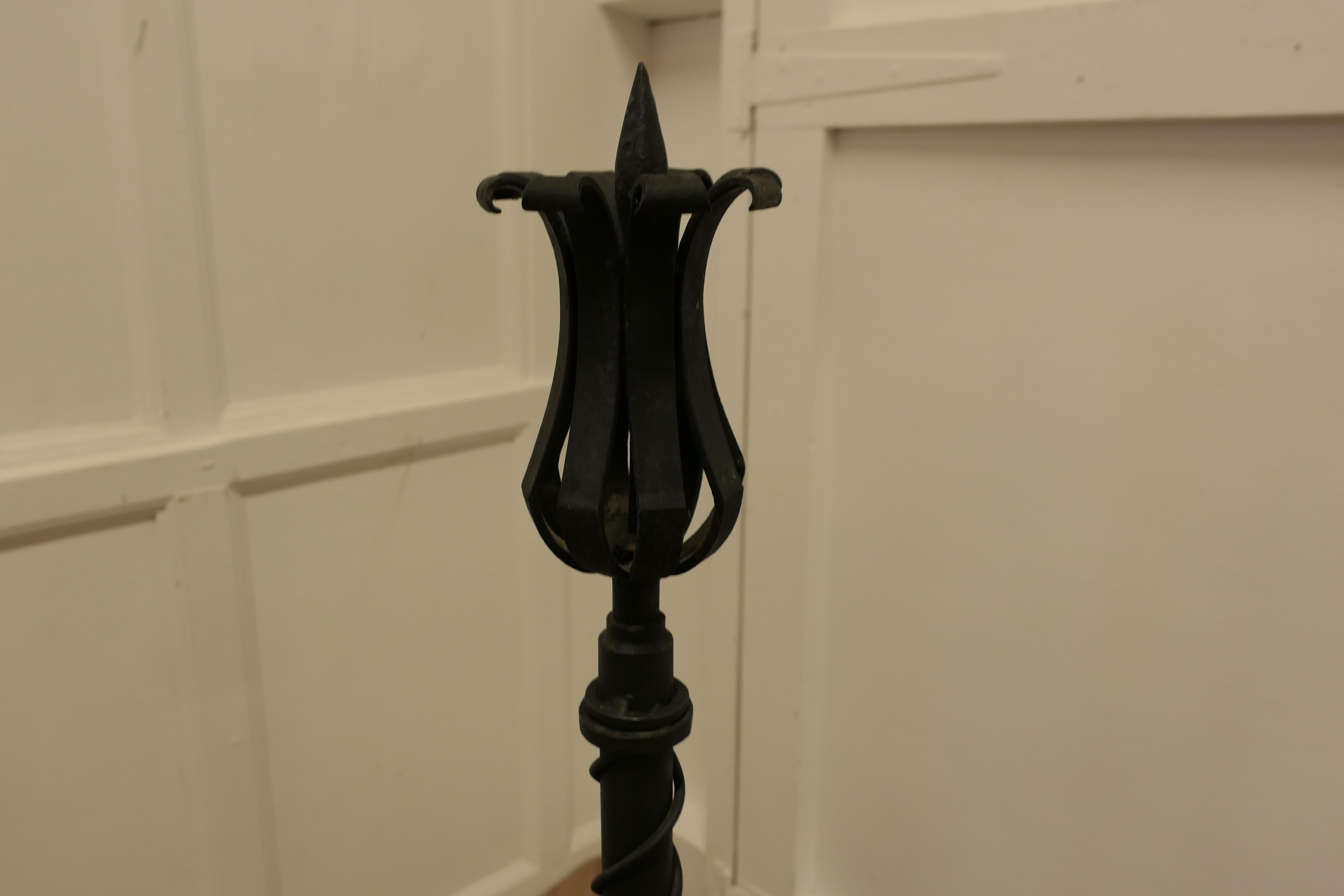 A Large Pair of Wrought Iron Candle Sticks or Torchère  b in vendita 2