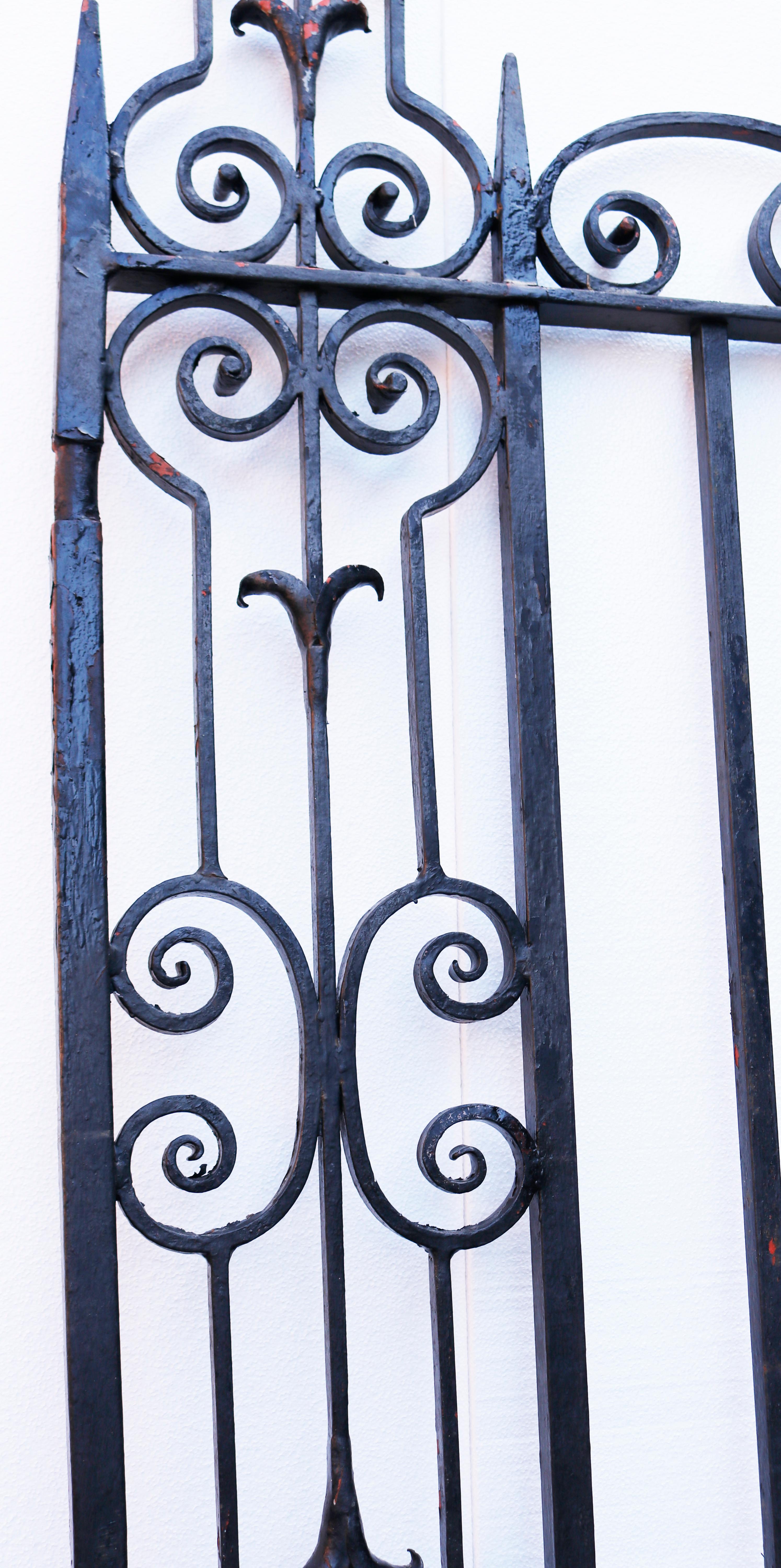 20th Century Large Pair of Wrought Iron Driveway Gates