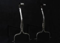 Large Pair of Wrought Iron Firedogs