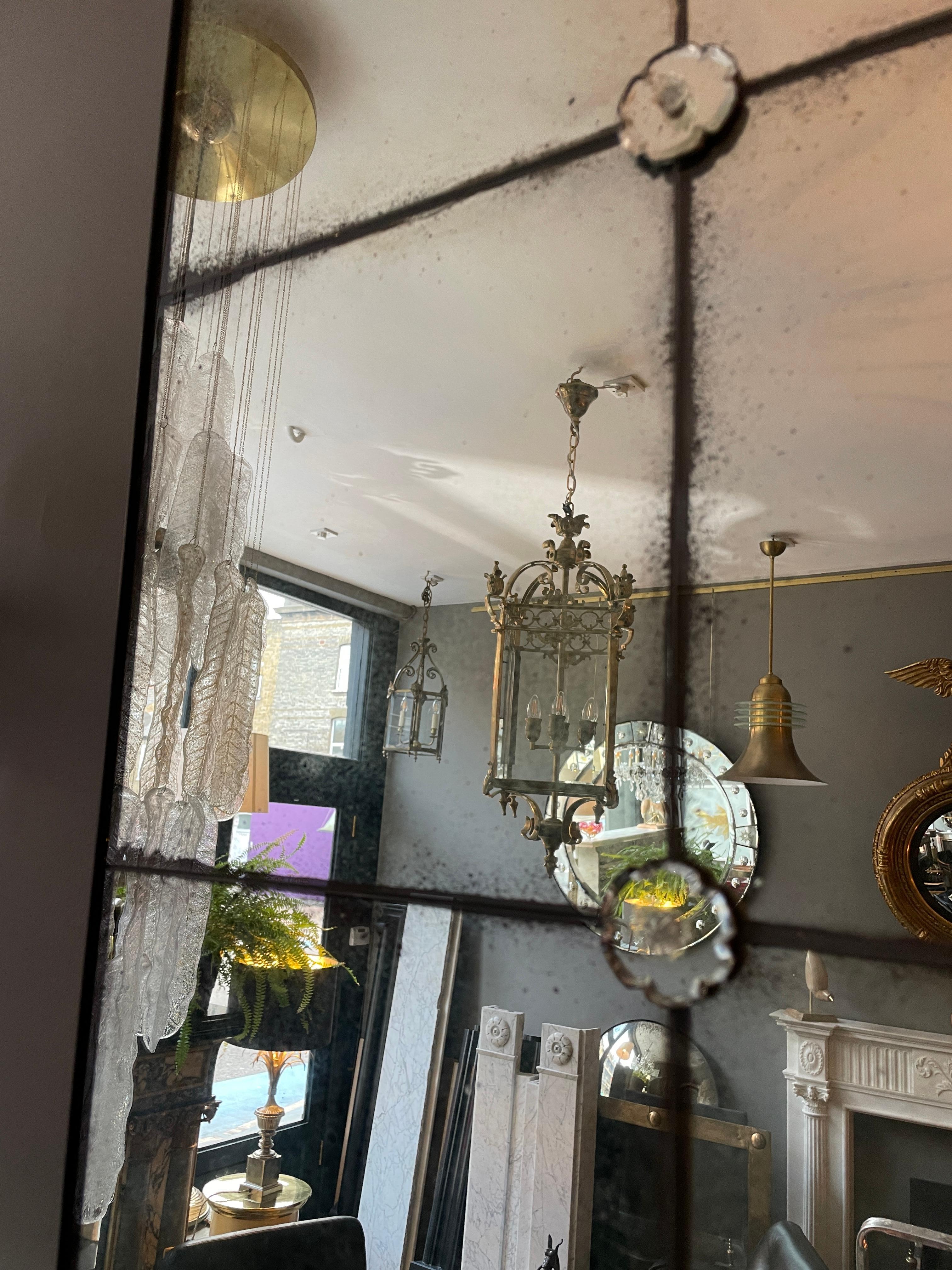 Contemporary Large Panelled Mirror with Distressed Glass