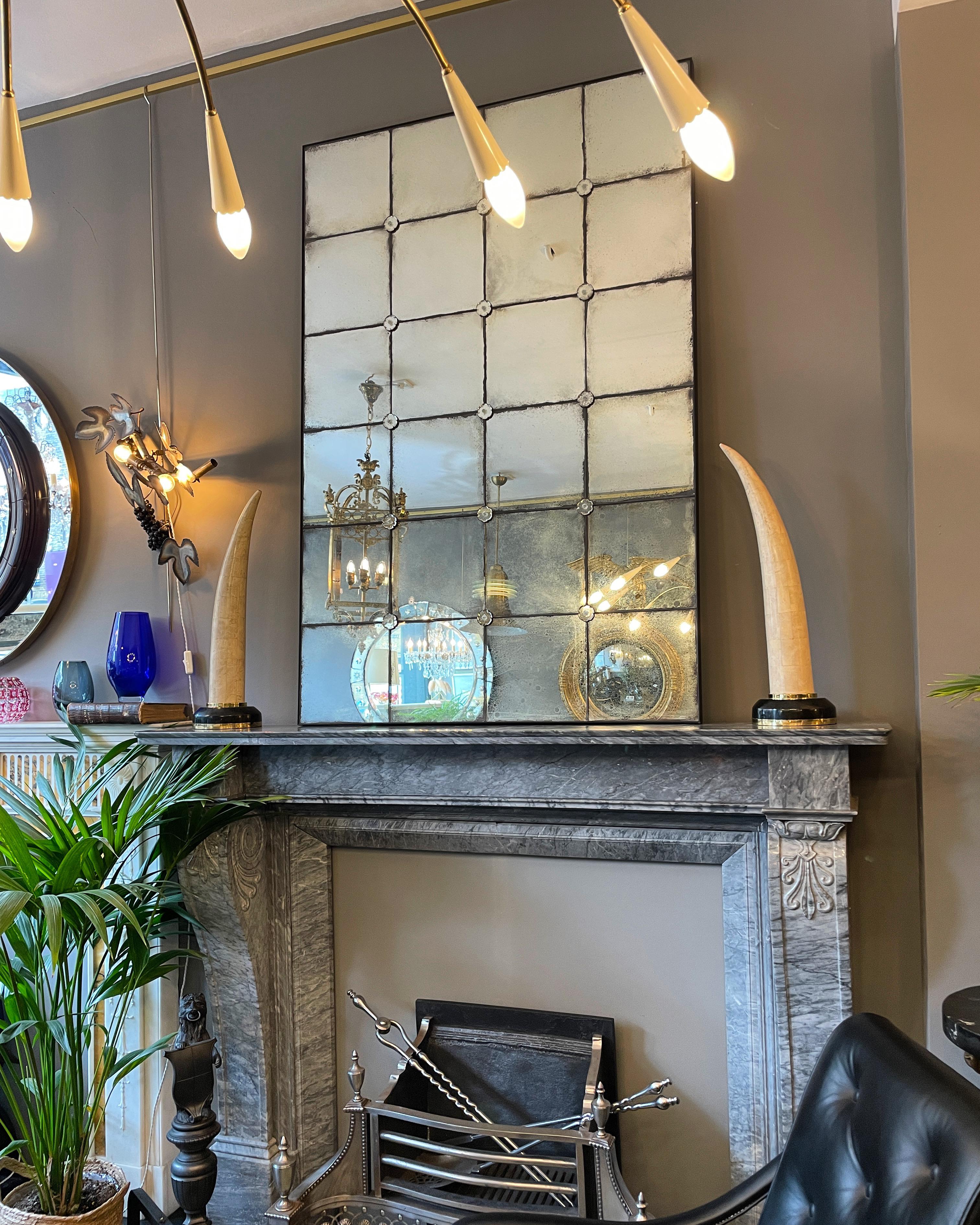 Large Panelled Mirror with Distressed Glass 3