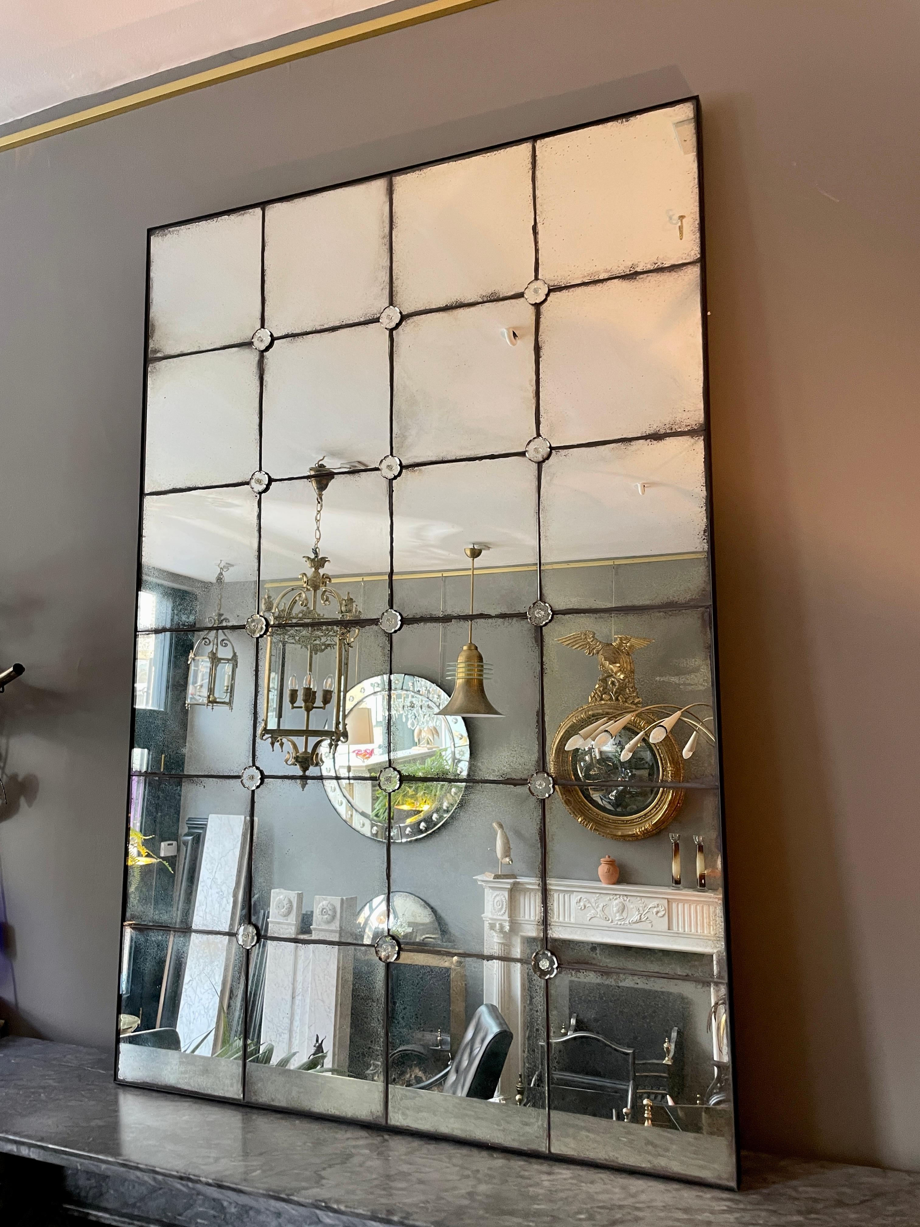 antique glass panel mirror