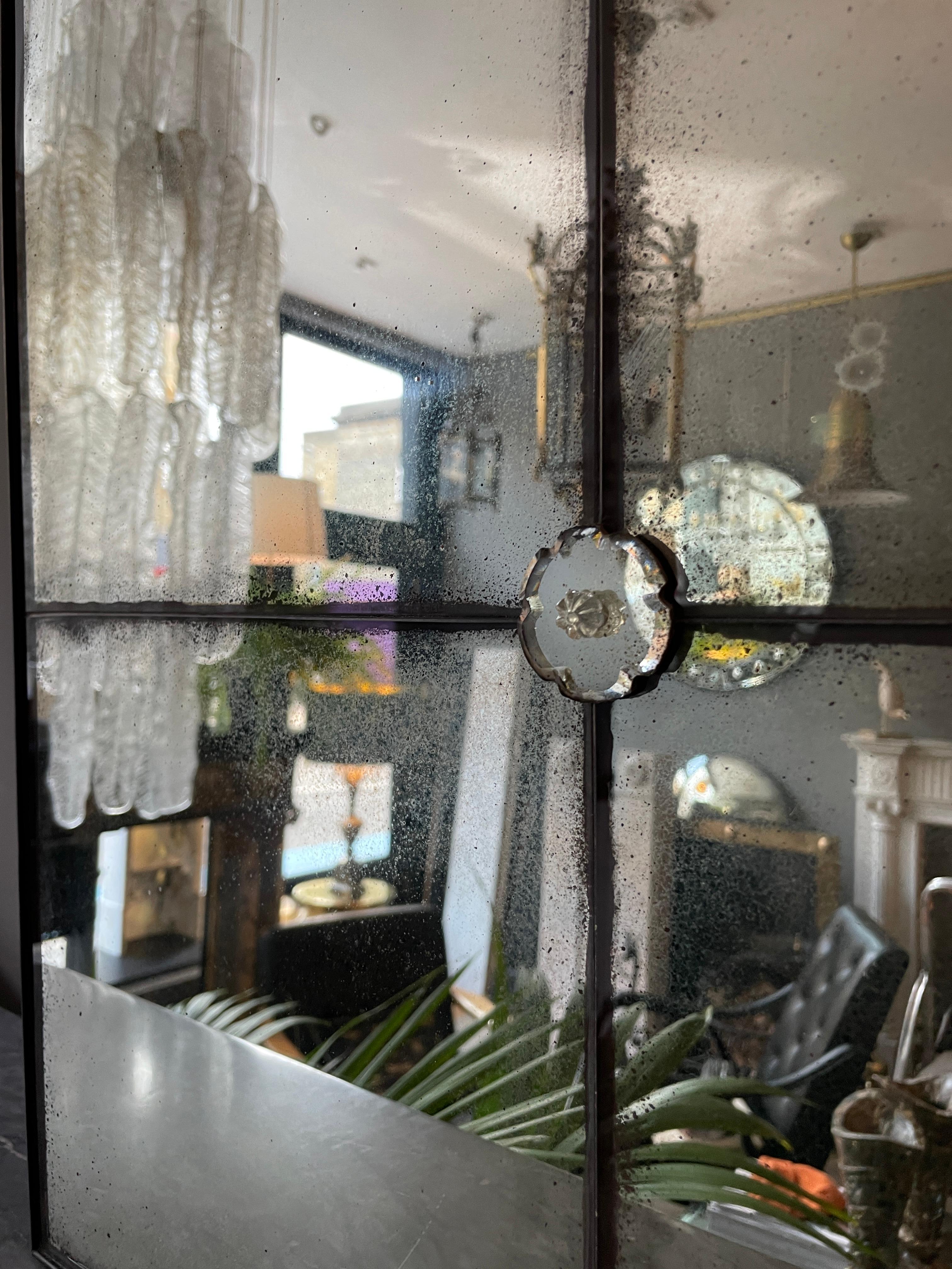 Large Panelled Mirror with Distressed Glass In Good Condition In London, GB