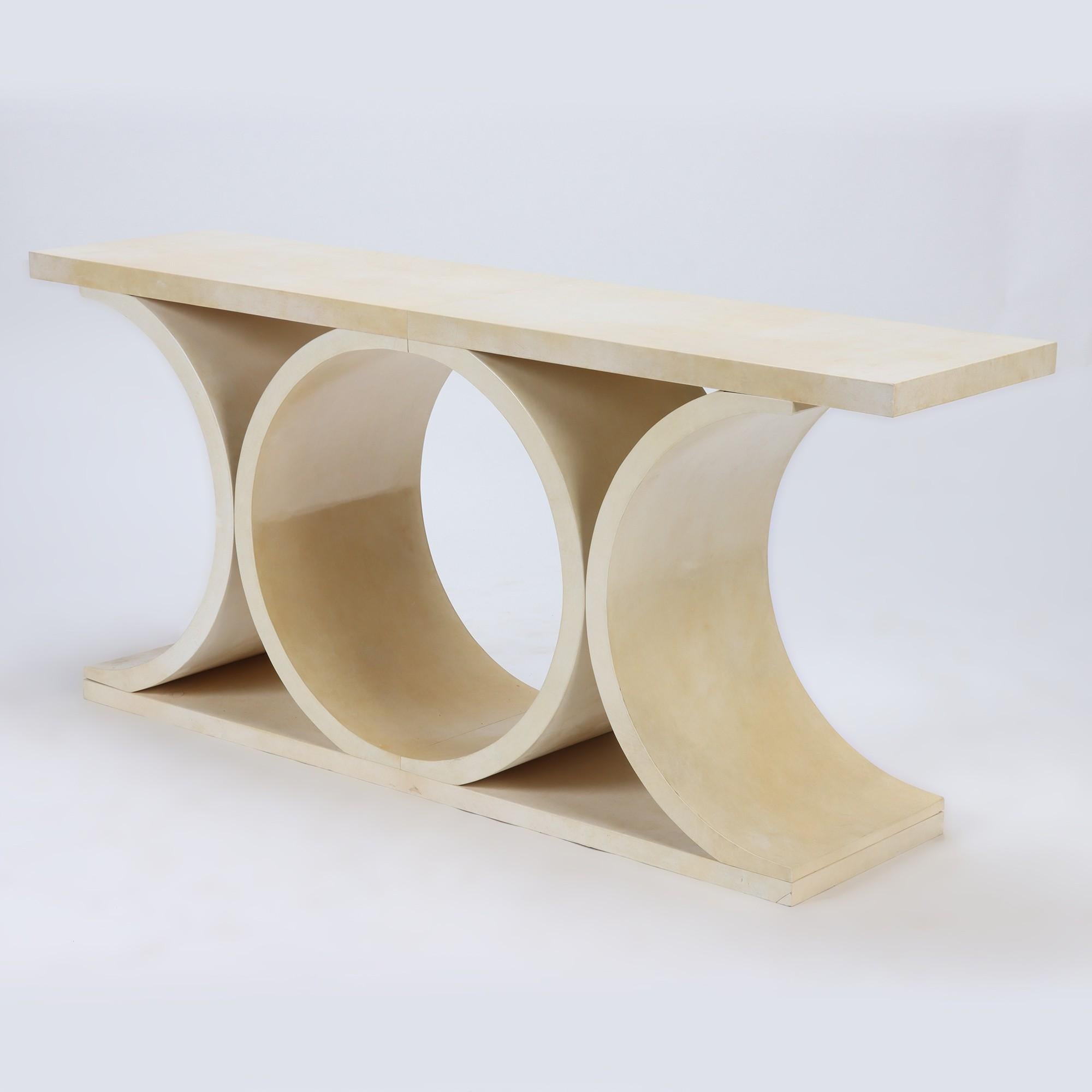 Mid-Century Modern Large Parchment Console, Contemporary