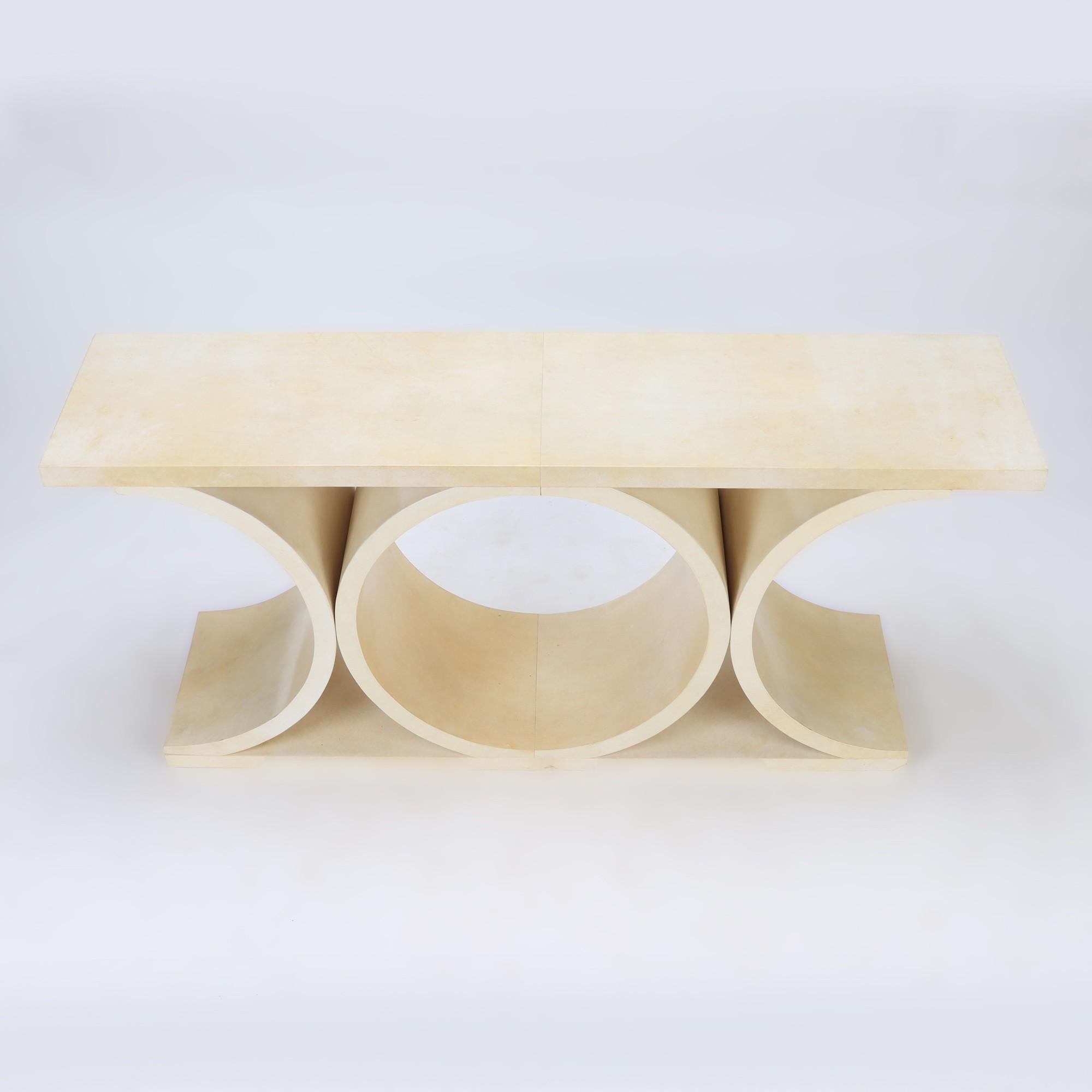 Large Parchment Console, Contemporary In Good Condition In Philadelphia, PA