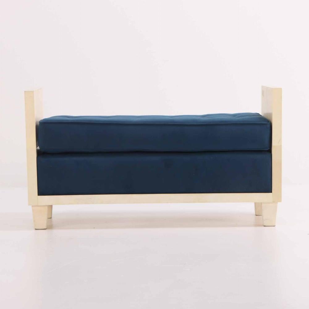 Contemporary A large parchment covered upholstered bench in the manner of Jean-Michel Frank.
