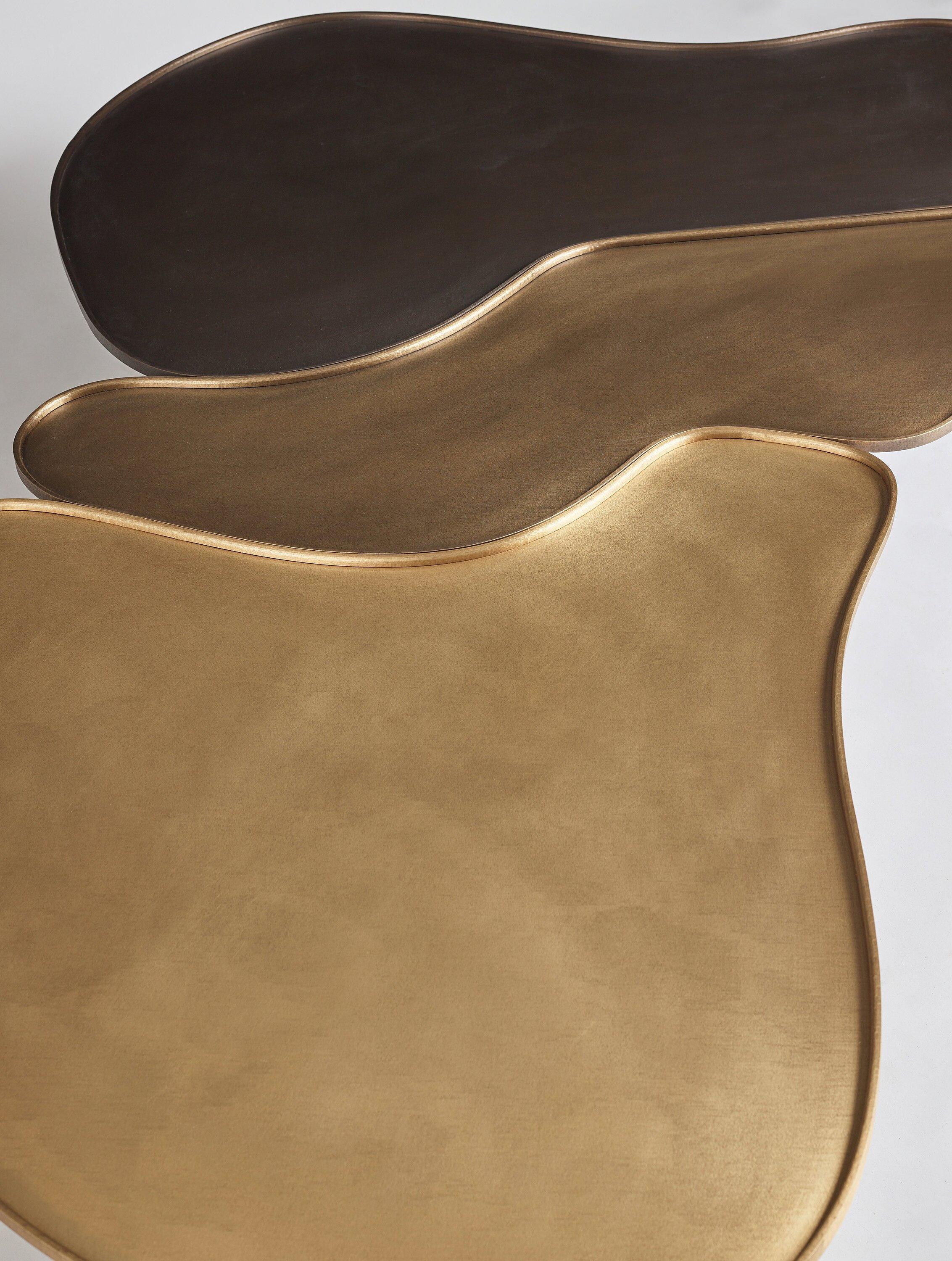 A three toned bronze coffee table designed by Bruno Moinard. Called the 