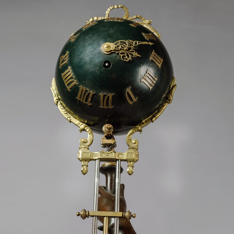 Large Patinated EightDay Swinging Mystery Clock For Sale at 1stDibs