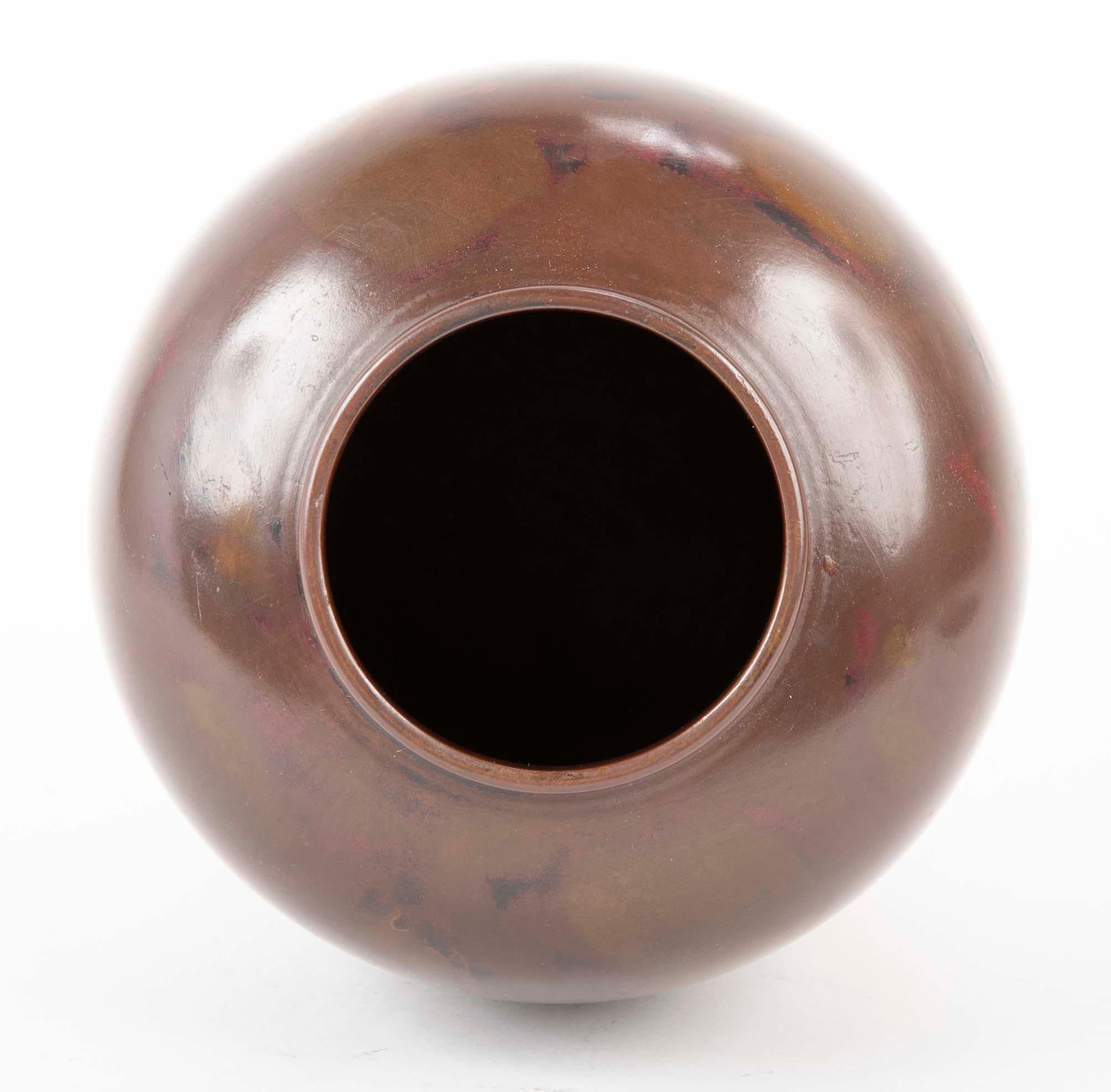 Large Patinated Japanese Bronze Vase 2