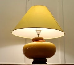 Large Pebble and Rich Yellow Glass Sideboard Lamp a Large French Piece