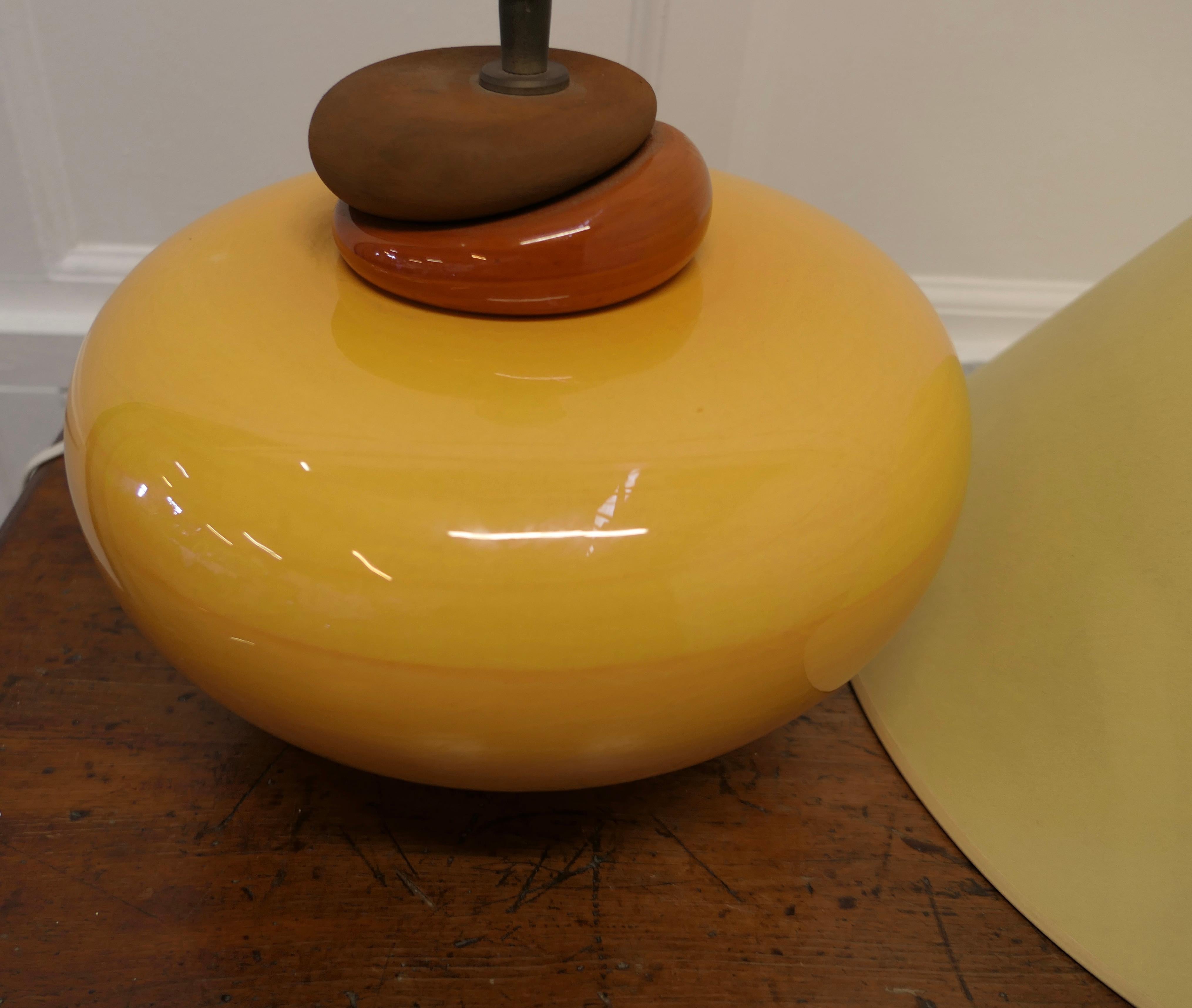 Large Pebble and Rich Yellow Glass Sideboard Lamp a Large French Piece For Sale 1