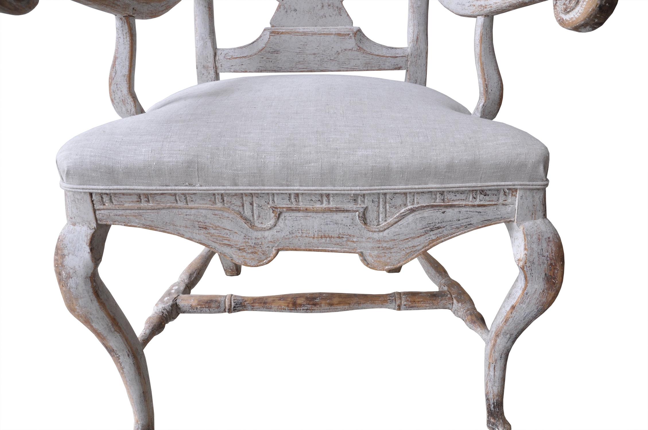 Wood Large Period Baroque Arm Chair For Sale