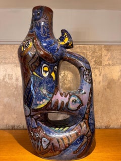 Gran vasija de cerámica artística esmaltada "Pesaro