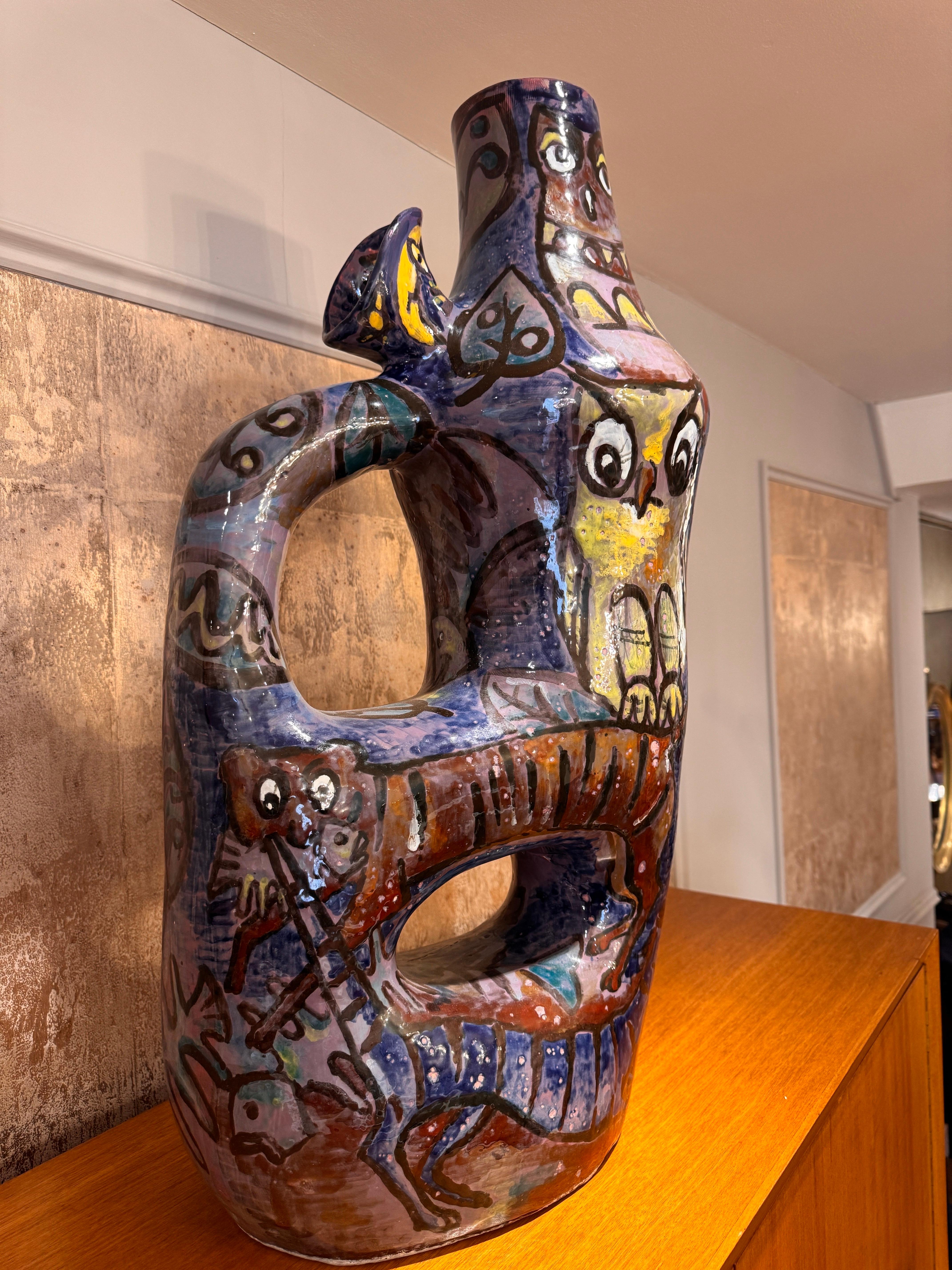 Fired A large “ Pesaro” glazed ceramic art vessel For Sale