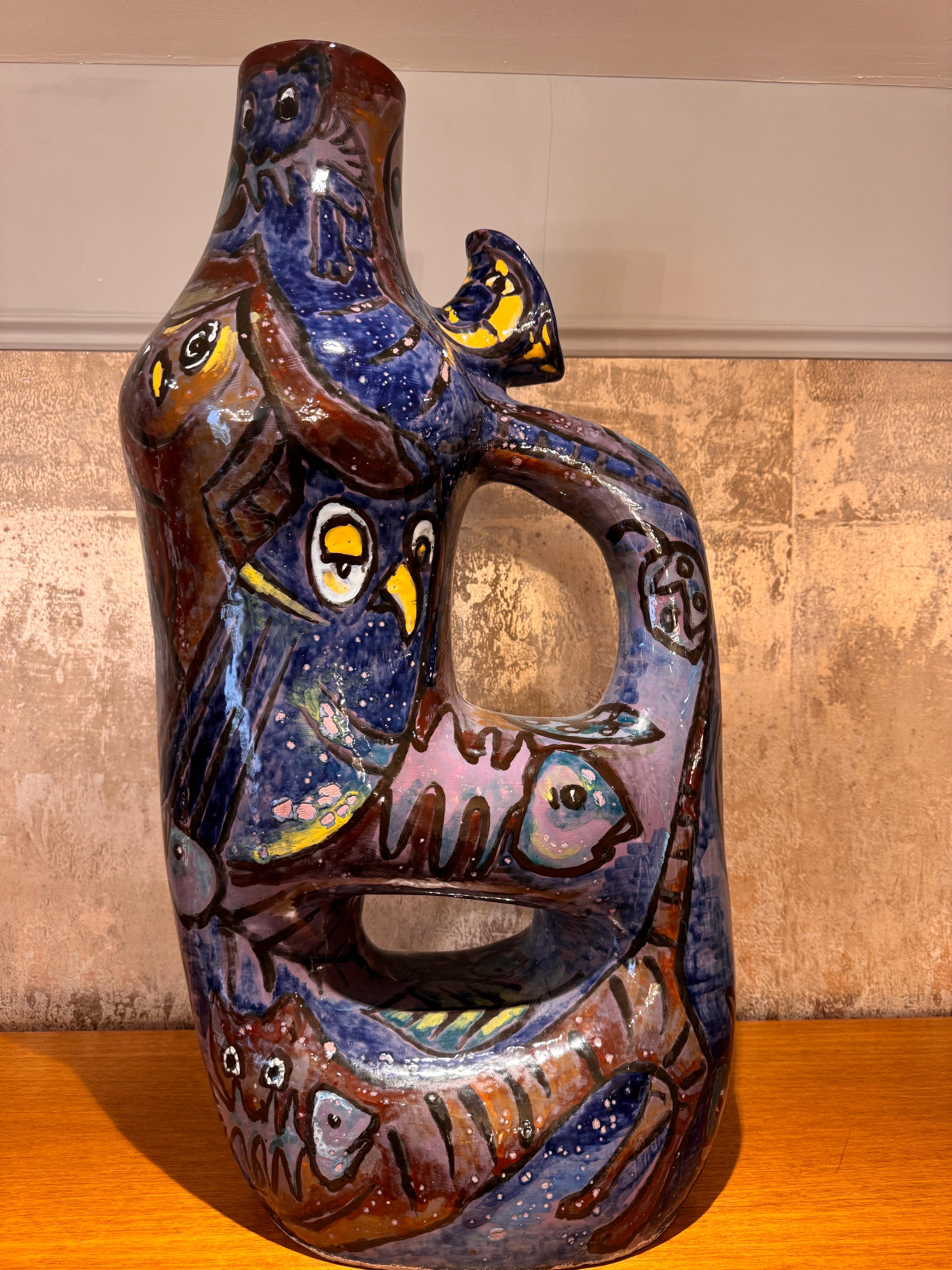 A large “ Pesaro” glazed ceramic art vessel For Sale 1