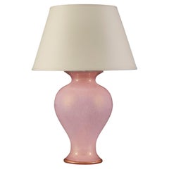Antique Large Pink Glass Baluster Lamp
