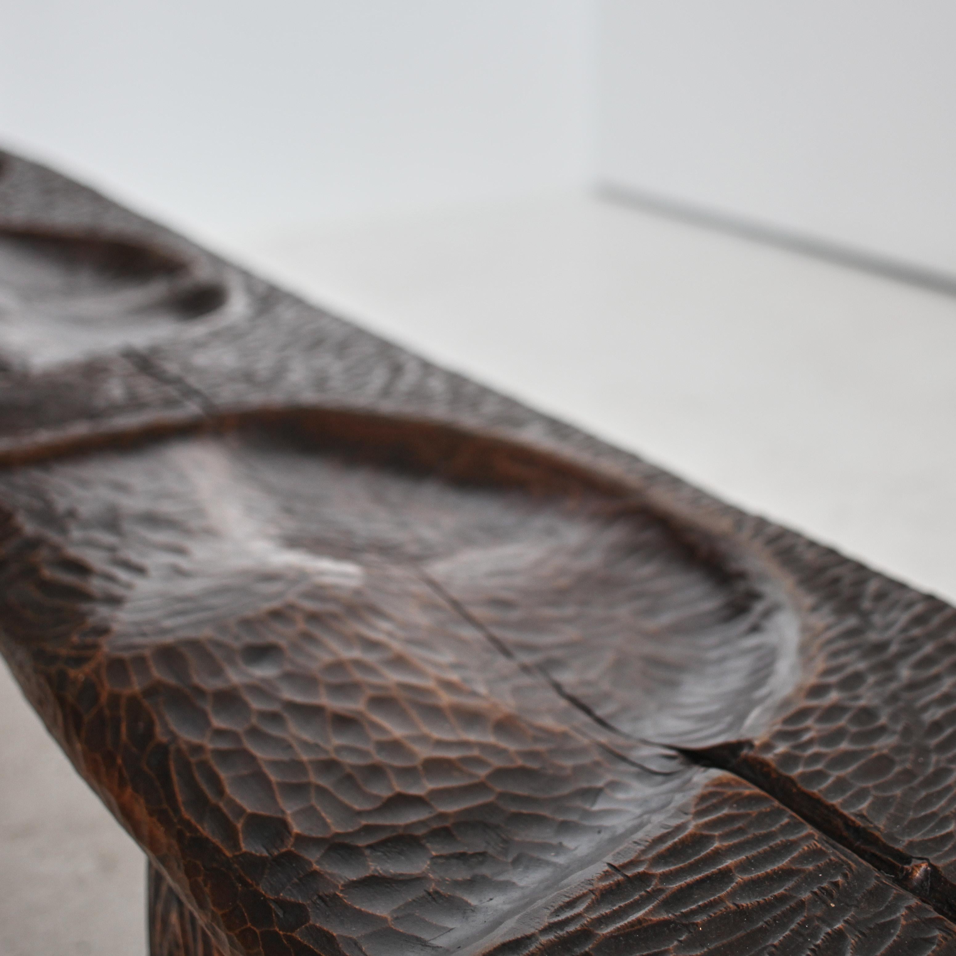 A Large Polish Brutalist Four Seater Gouged Pine Bench 3