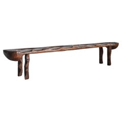 A Large Polish Brutalist Four Seater Gouged Pine Bench