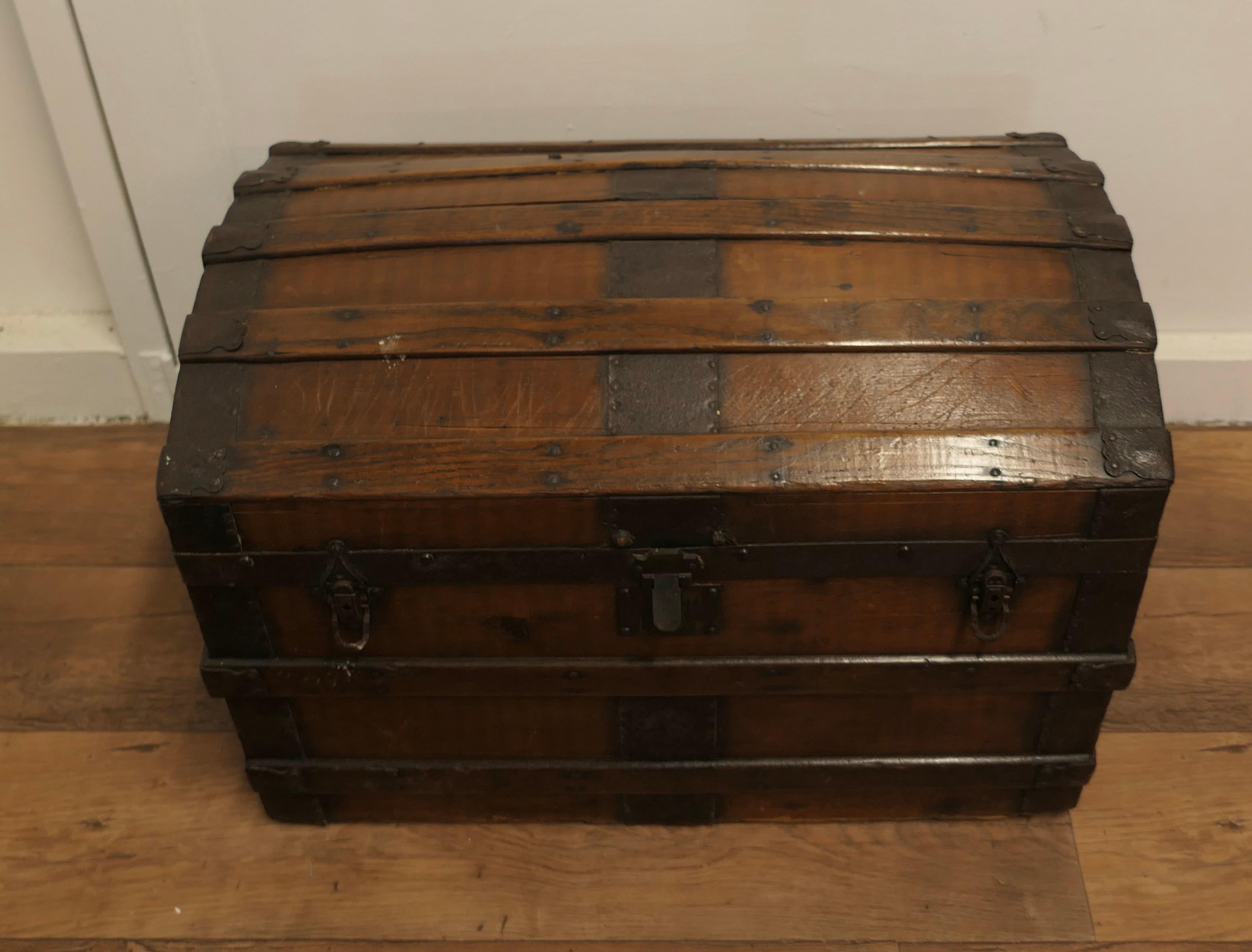 A Large Polished Oak and Pine Dome Top Chest    This is a very attractive chest  In Good Condition In Chillerton, Isle of Wight