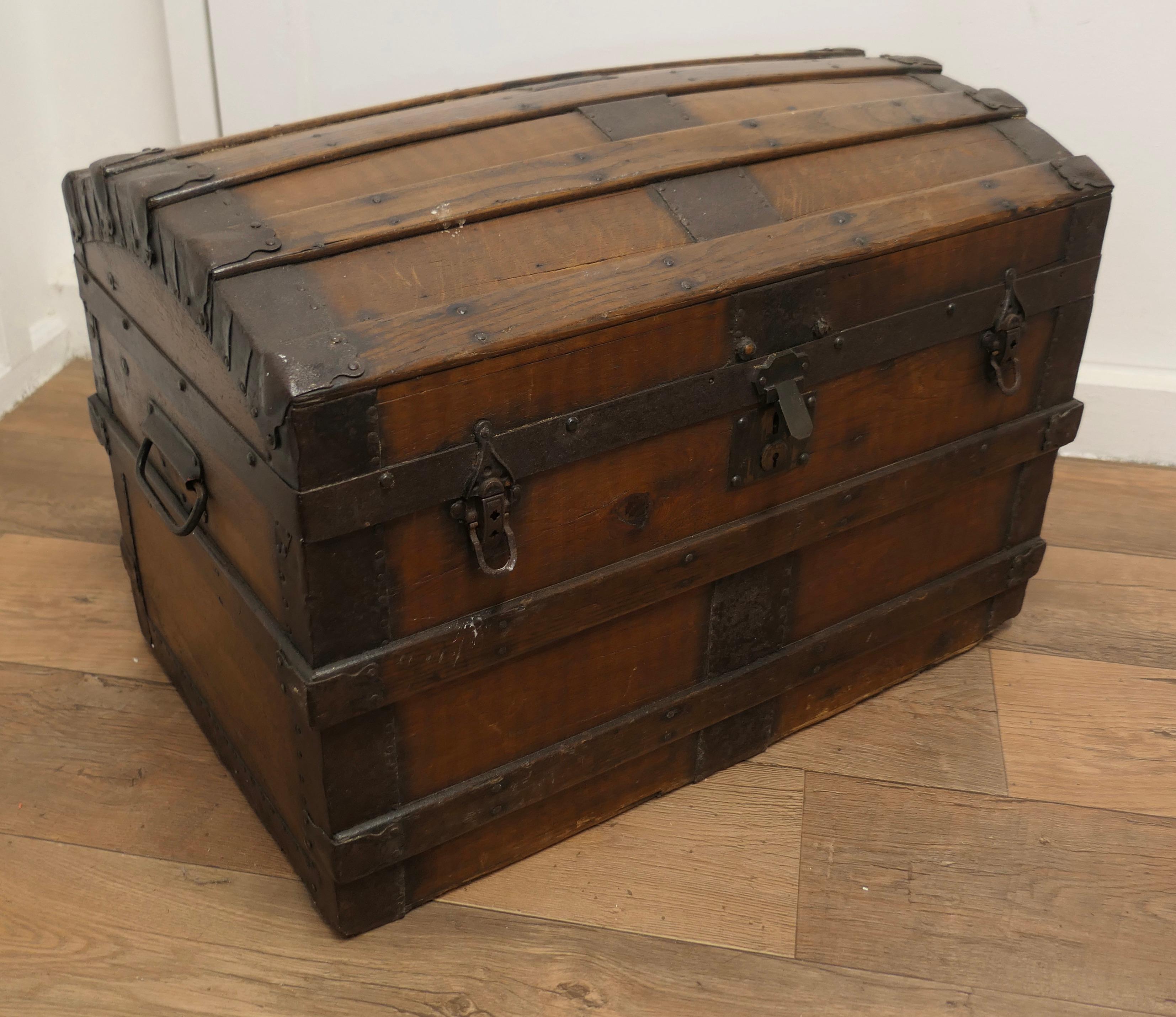 Late 19th Century A Large Polished Oak and Pine Dome Top Chest    This is a very attractive chest 