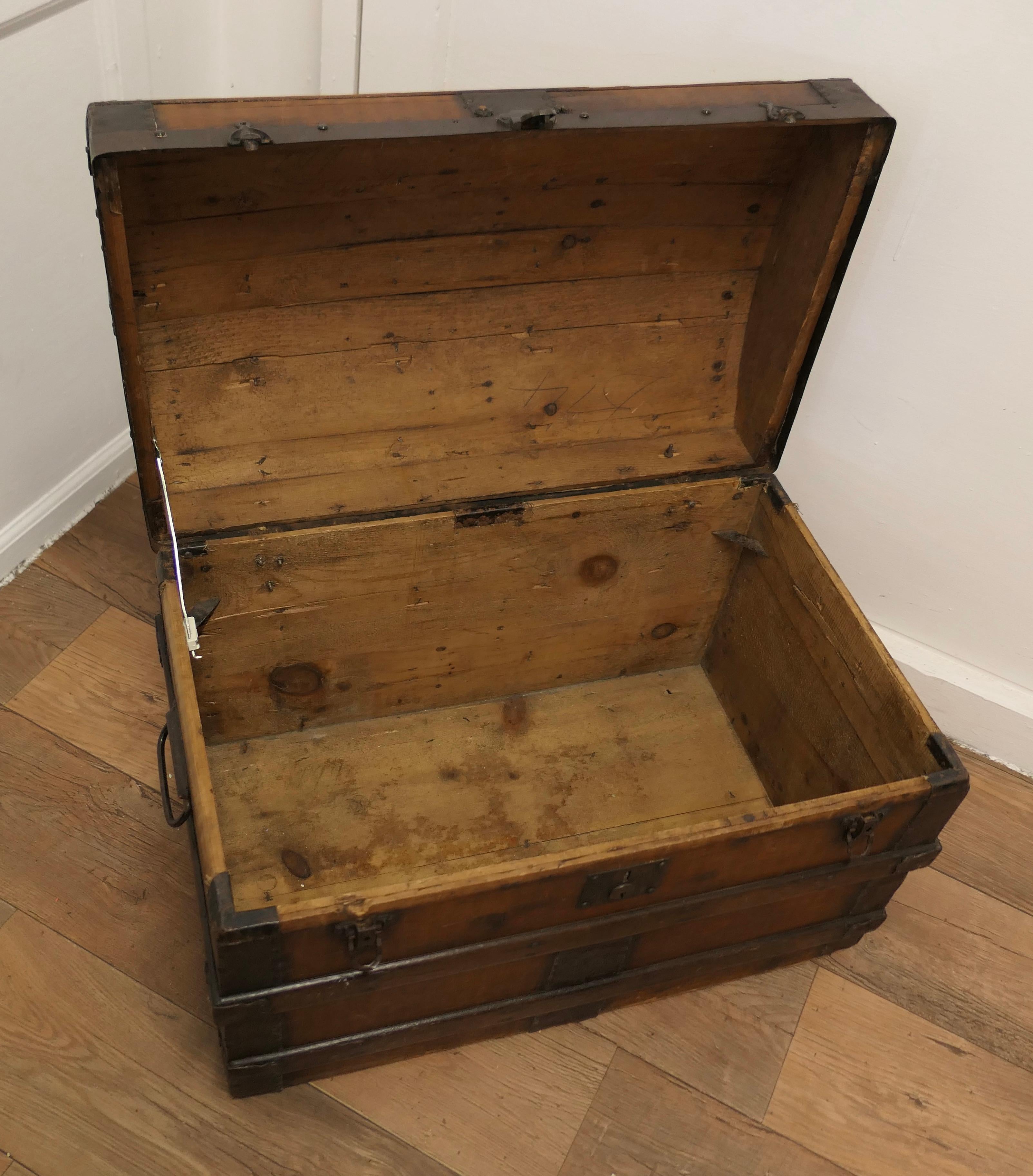 A Large Polished Oak and Pine Dome Top Chest    This is a very attractive chest  1