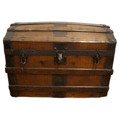 A Large Polished Oak and Pine Dome Top Chest    This is a very attractive chest 