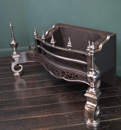 Large Polished Wrought Dog Grate in the Regency Manner