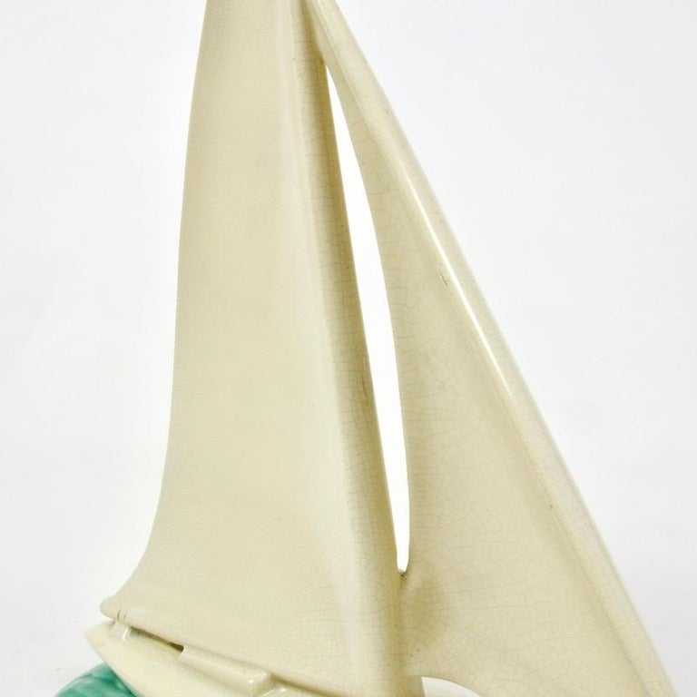 Large Poole Pottery Art Deco Racing Yacht, 1930s For Sale at 1stDibs