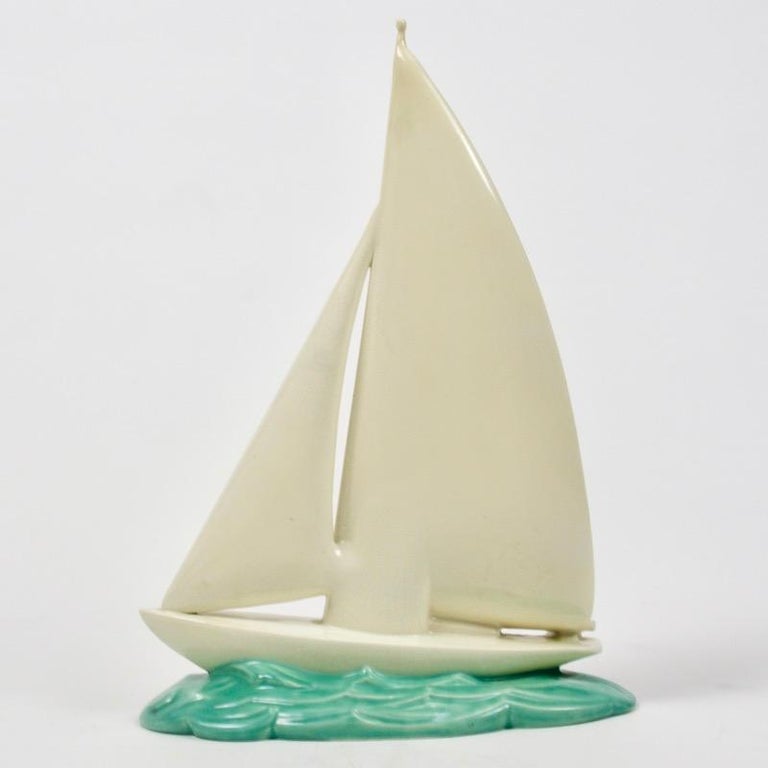 Large Poole Pottery Art Deco Racing Yacht, 1930s For Sale at 1stDibs