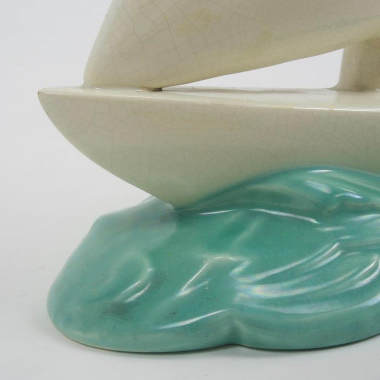 Large Poole Pottery Art Deco Racing Yacht, 1930s For Sale at 1stDibs