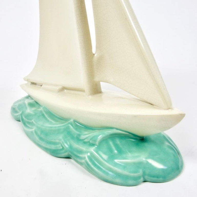 Large Poole Pottery Art Deco Racing Yacht, 1930s For Sale at 1stDibs