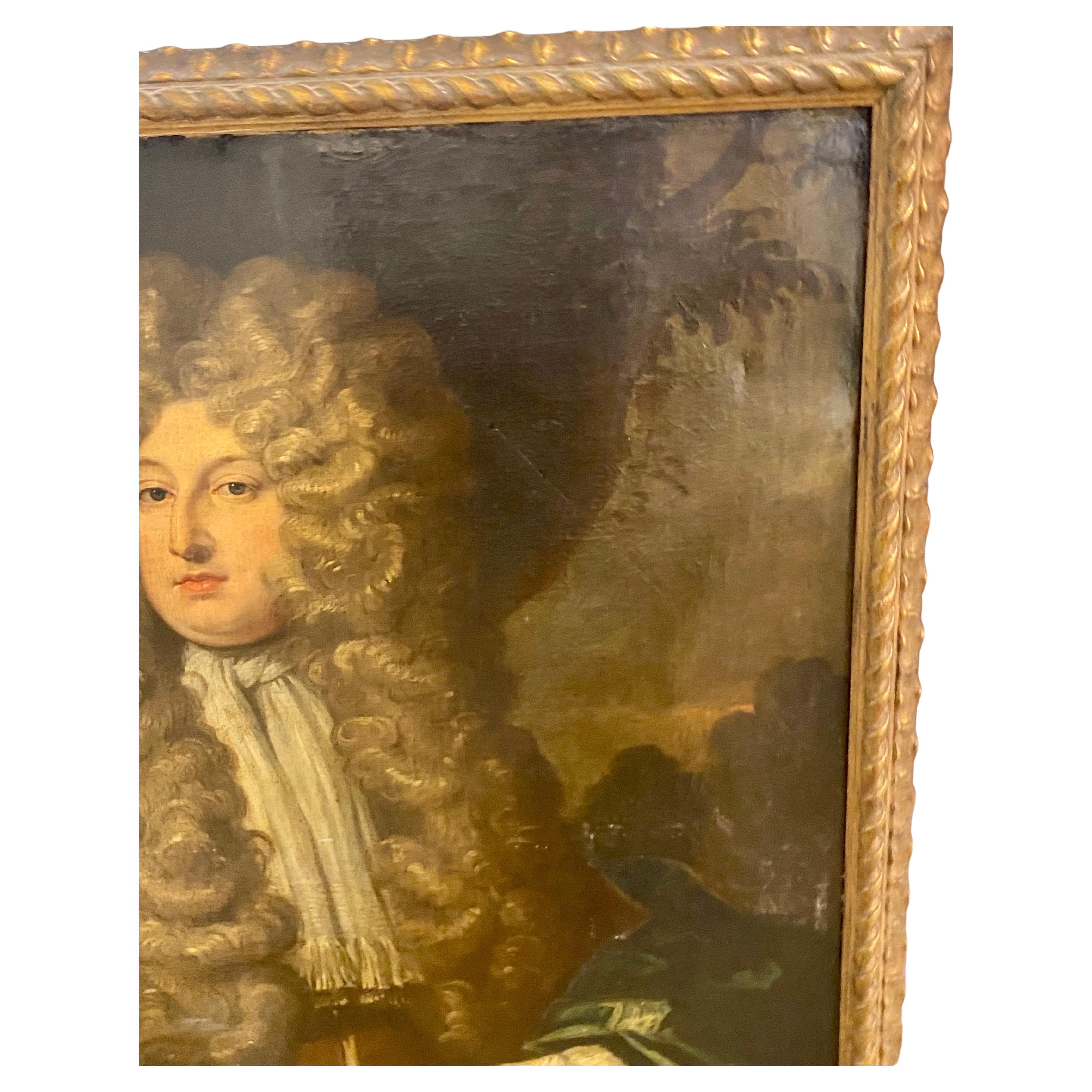 Gran retrato de un joven noble Pintura al óleo británica del siglo XVIII Lienzo en venta