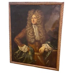 Antique A Large Portrait Of A Young Nobleman 18th Century British Oil Painting 