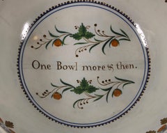 Large English Pratt Ware Punchbowl ‘One Bowl More & Then’ Late 18th Century