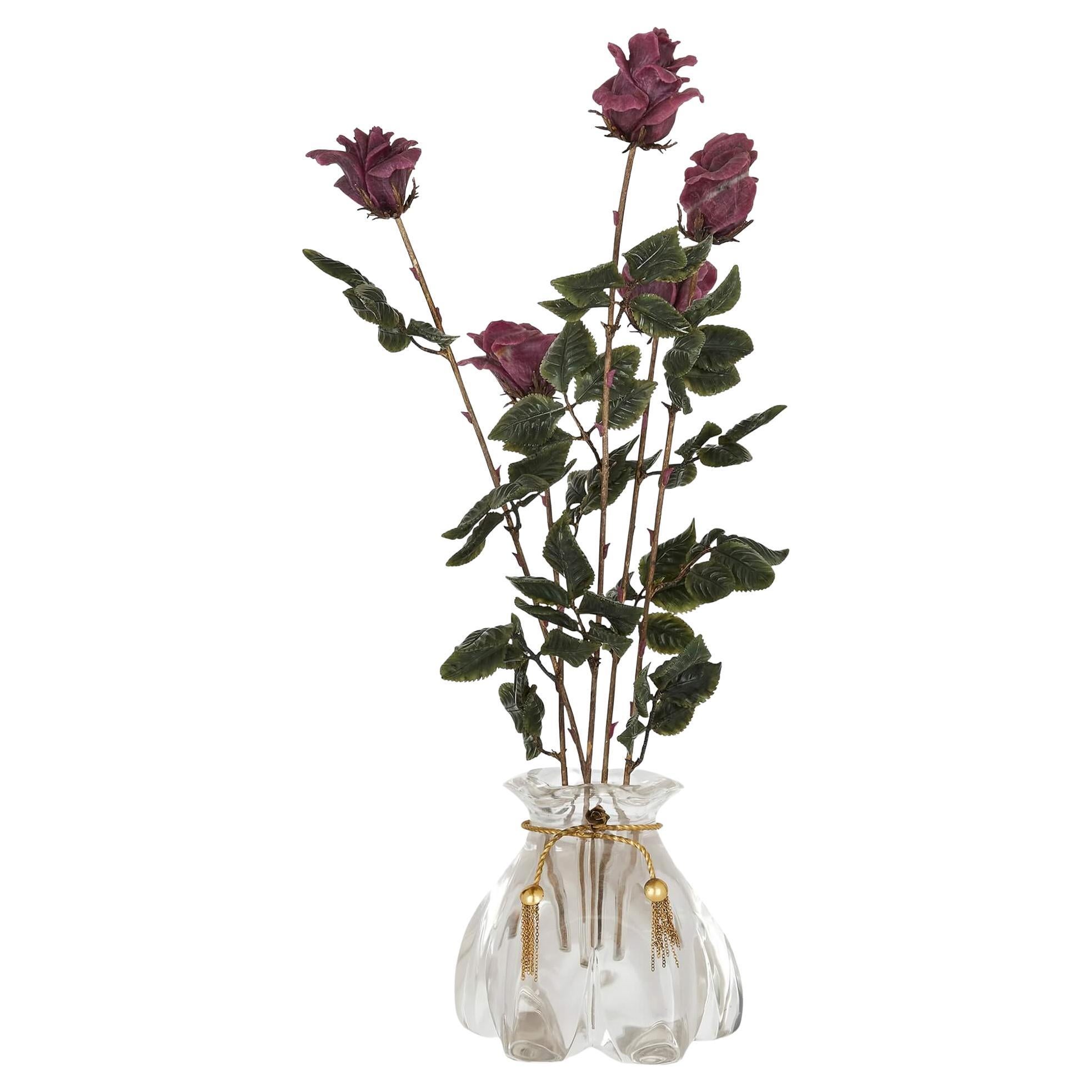 Großes Blumenmodell aus Edelstein und silbervergoldeter Blume von Asprey im Angebot