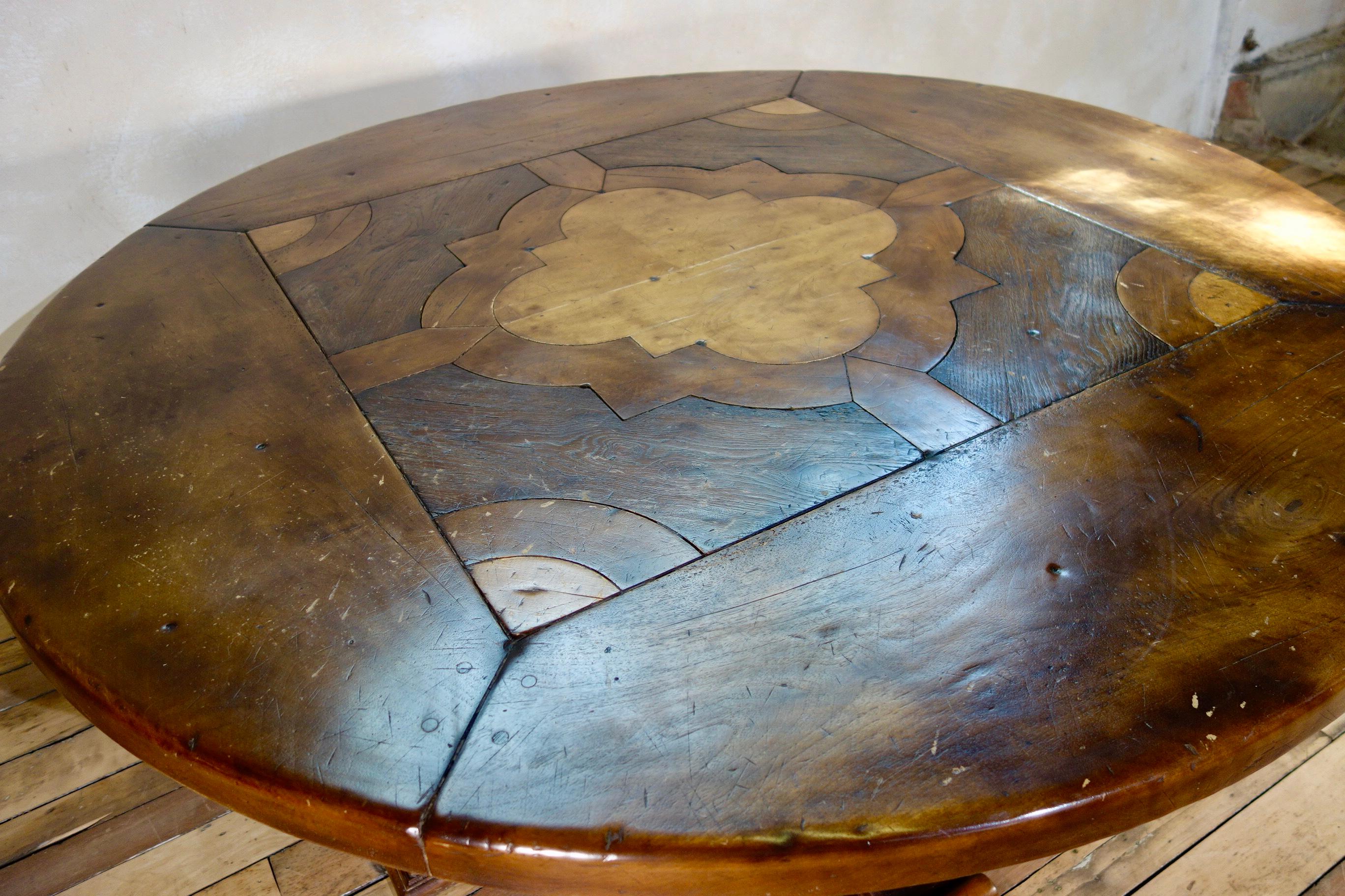 Large Provincial 20th Century Continental Walnut Center, Dining Table Round 2
