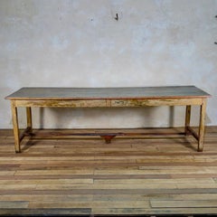 Large 19th Century Provincial Painted French Farmhouse Refectory Kitchen Table