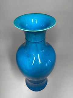 A Large Qing Dynasty turquoise-glazed porcelain baluster vase