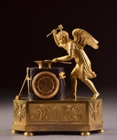 Large Rare High Quality "Vulcan Arrow Maker" French Empire Pendulum, circa 1800