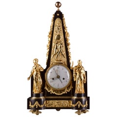 Large Rare Museum Quality Obelisk Mantel Clock with Calendar, Late 18th C