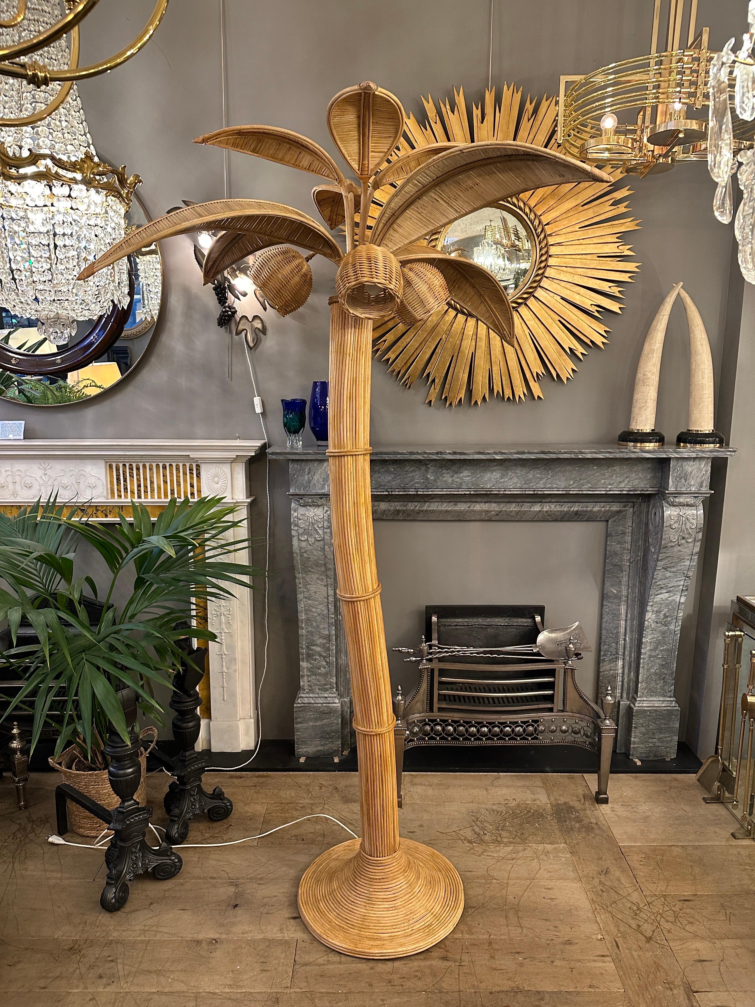 A Large Rattan Palm Tree Floor Lamp 8