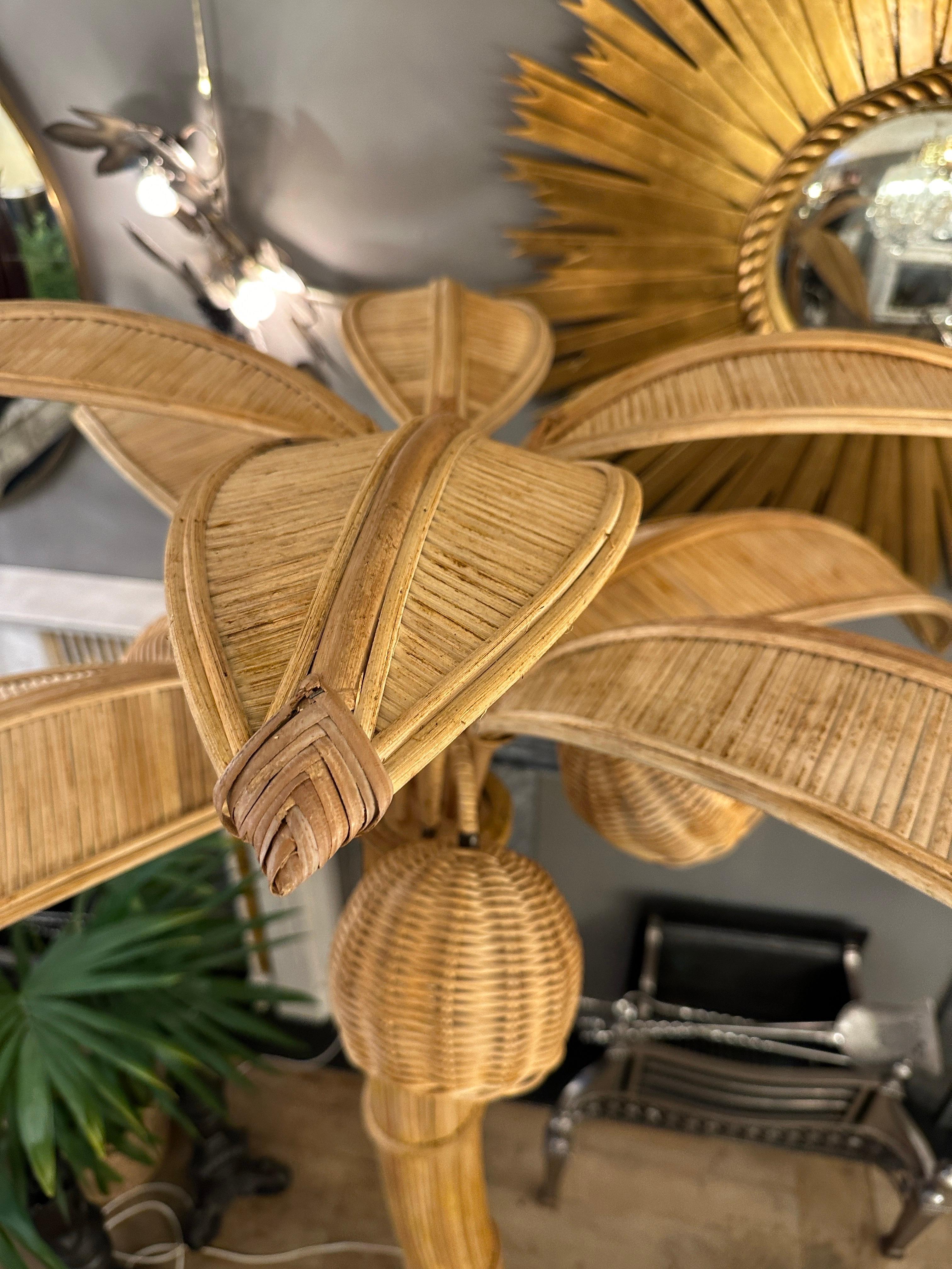 A Large Rattan Palm Tree Floor Lamp 9