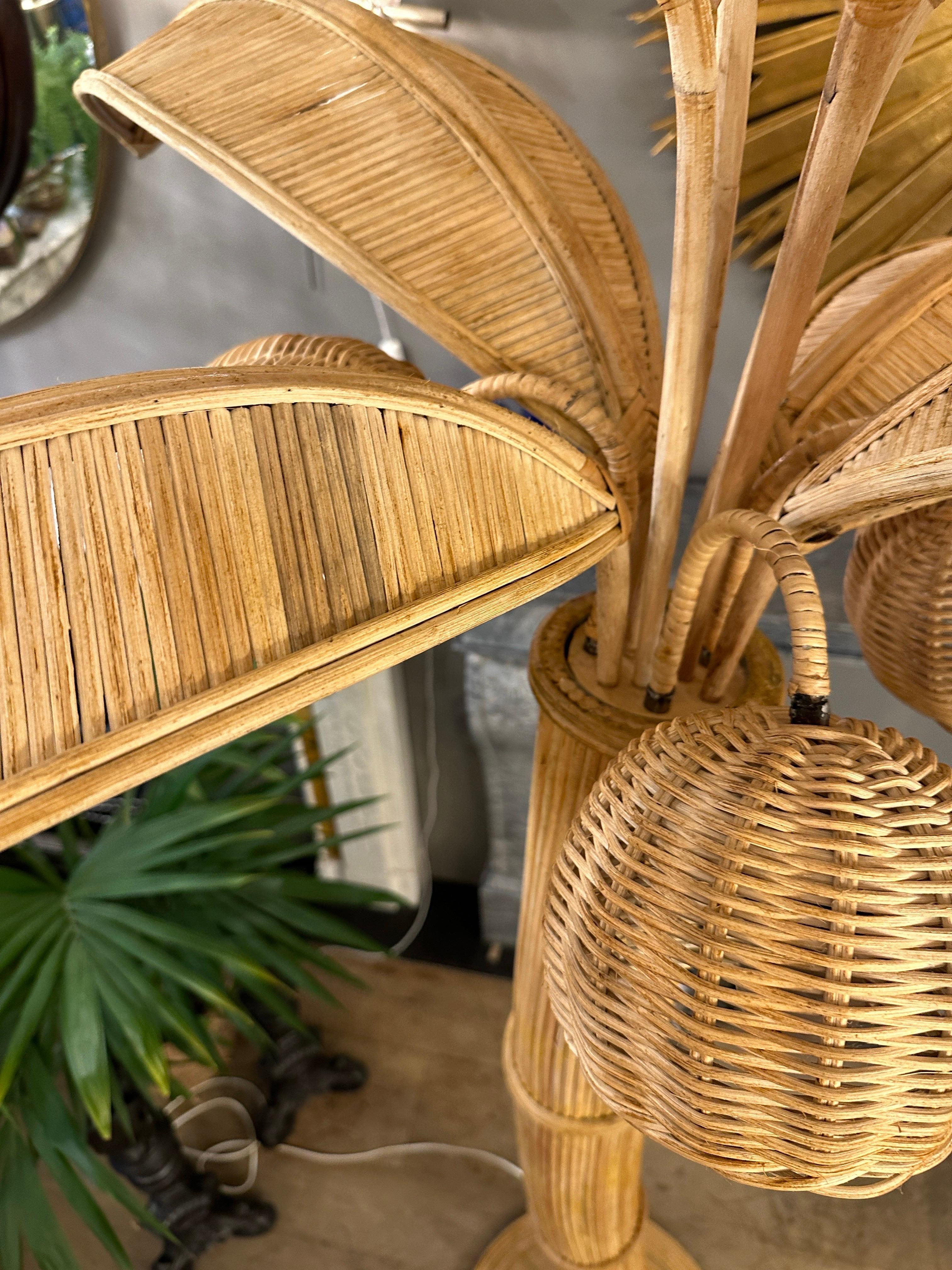 A Large Rattan Palm Tree Floor Lamp 10