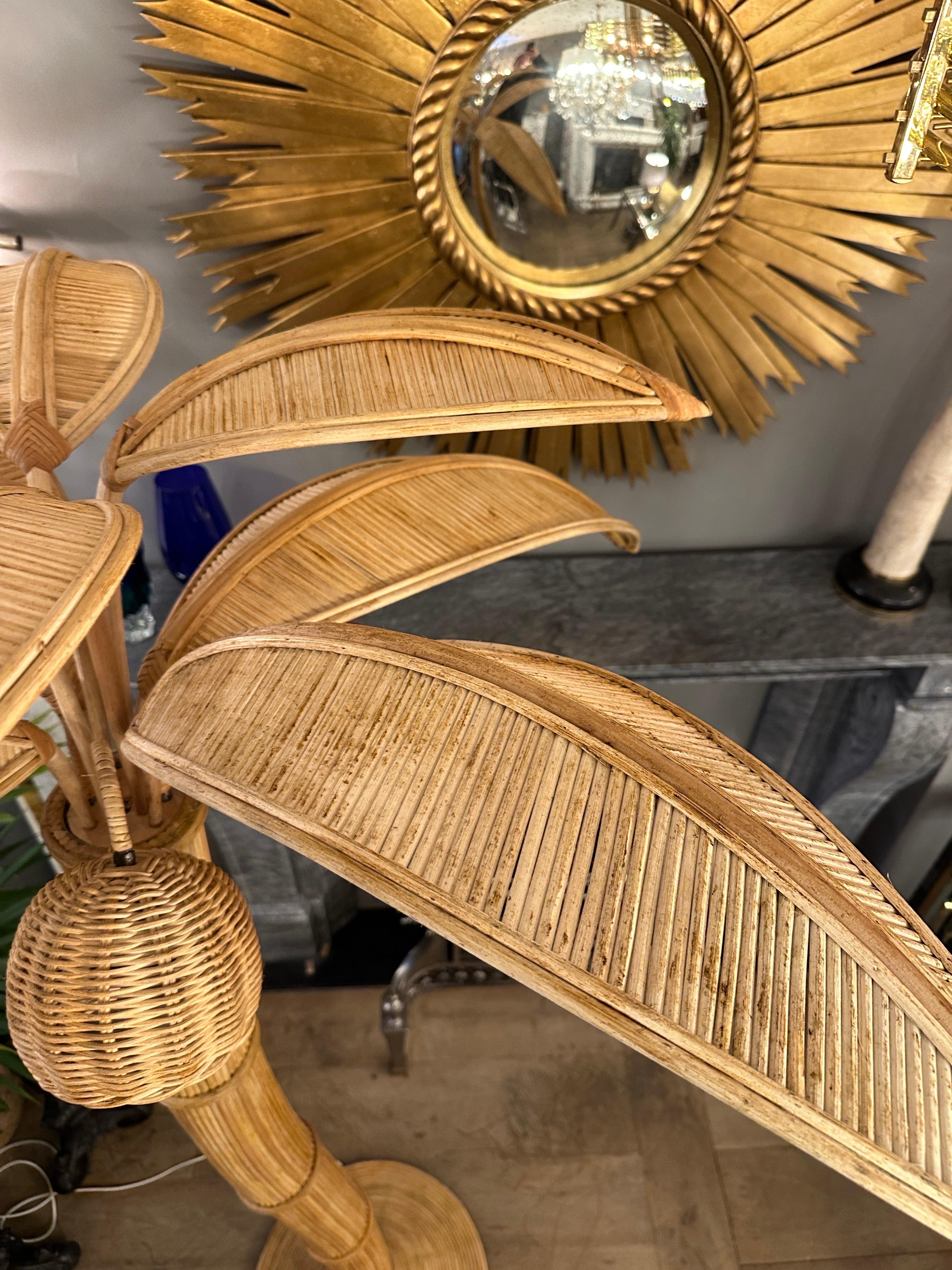 A Large Rattan Palm Tree Floor Lamp 11