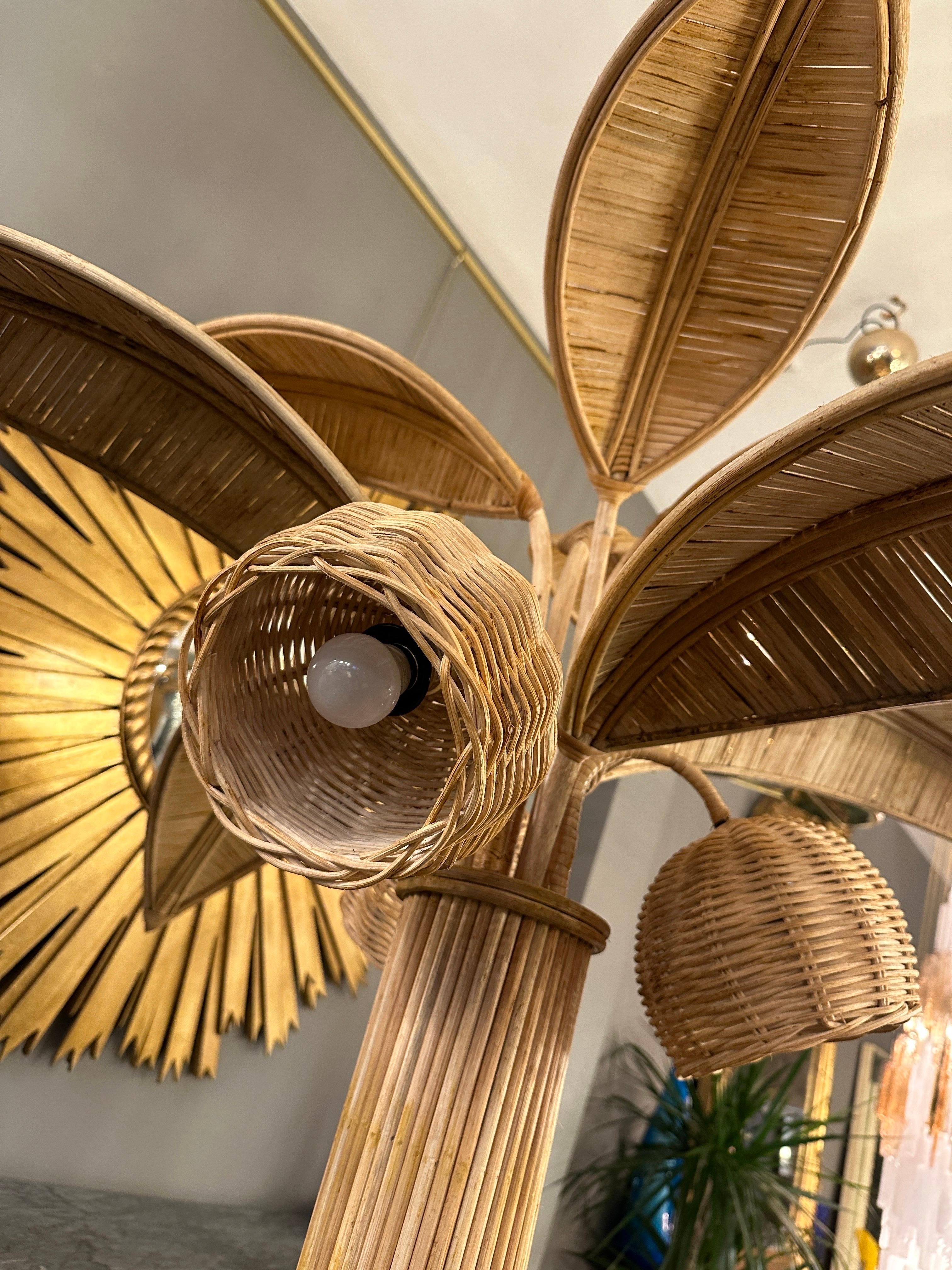 A Large Rattan Palm Tree Floor Lamp 1