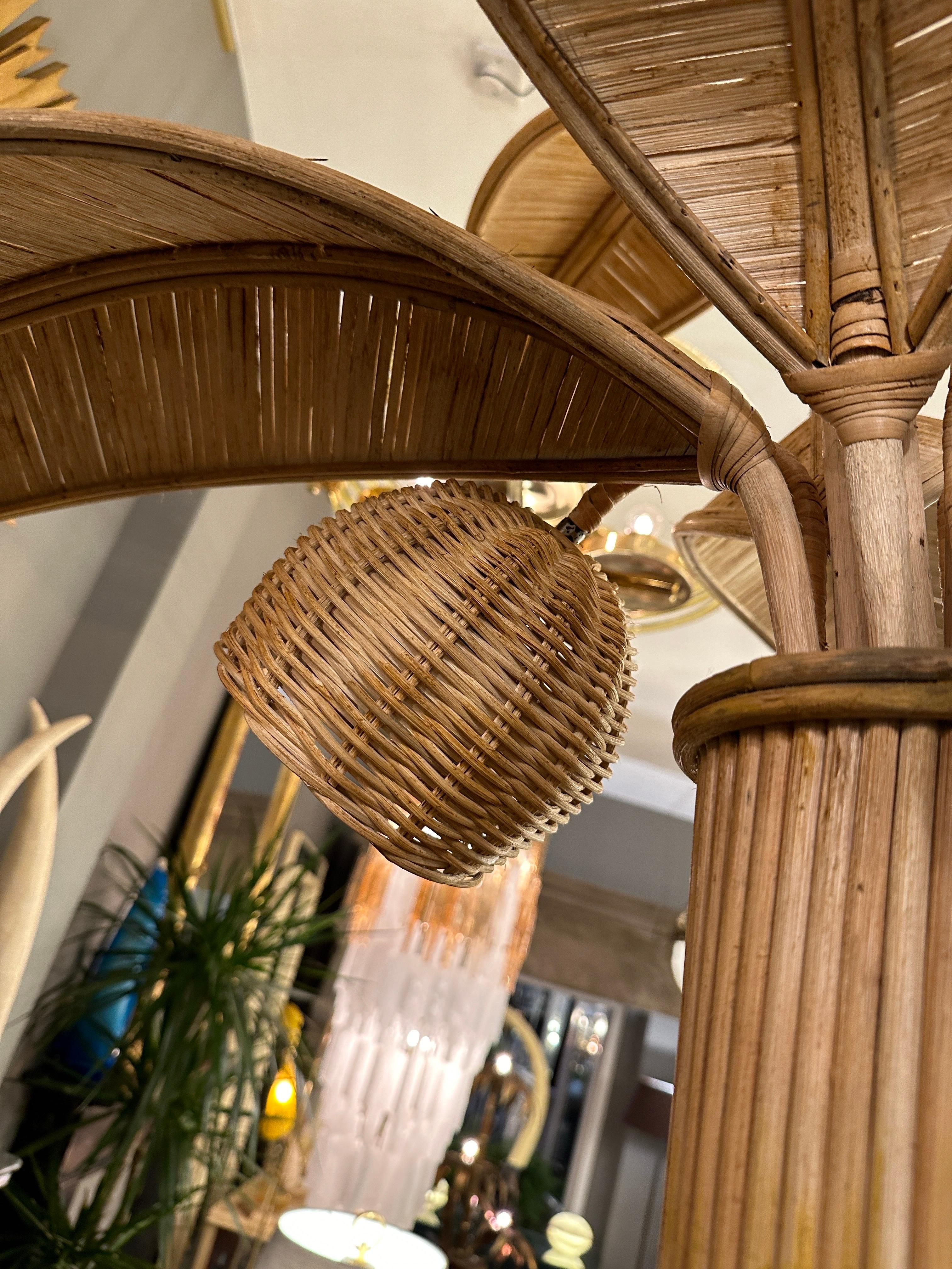 A Large Rattan Palm Tree Floor Lamp 2