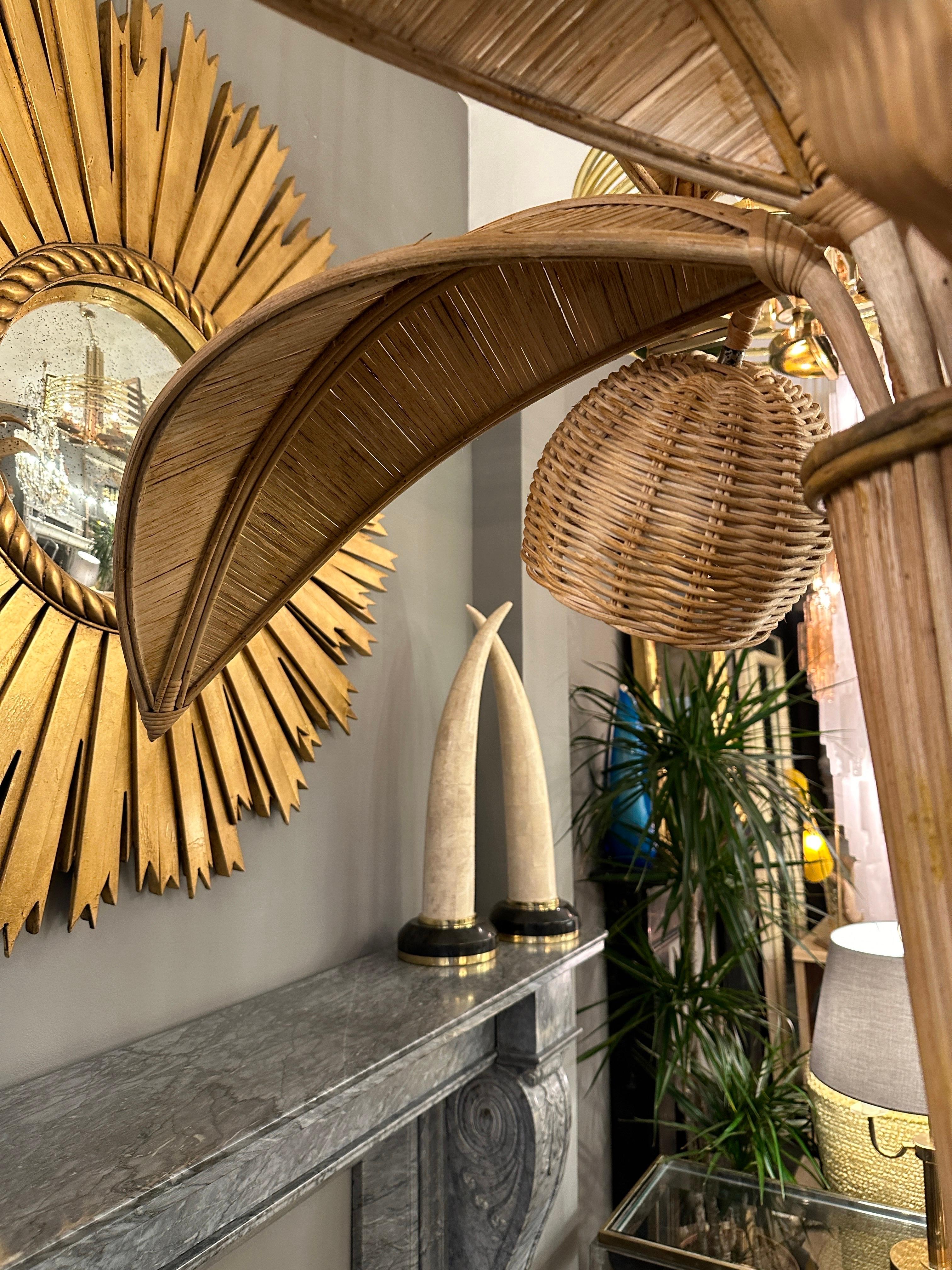 A Large Rattan Palm Tree Floor Lamp 3