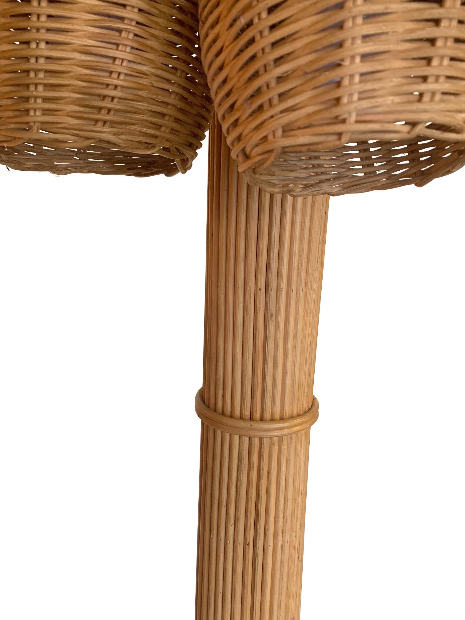 Large Rattan Palm Tree Floor Light, with Three Bulbs in the Coconuts For Sale 2